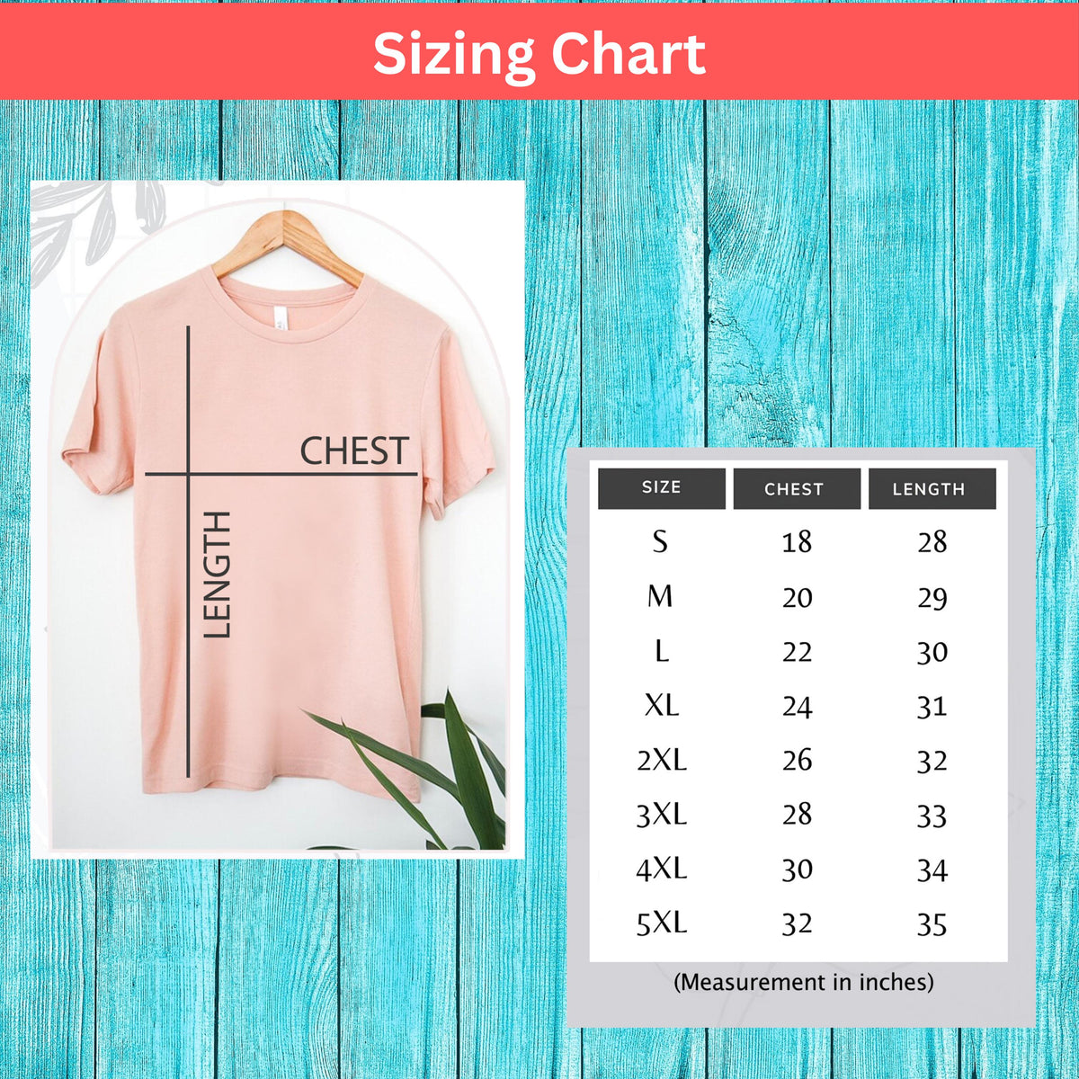 Gildan Pray More Worry Less Christian T-shirt size chart with chest and length measurements from S through 5XL