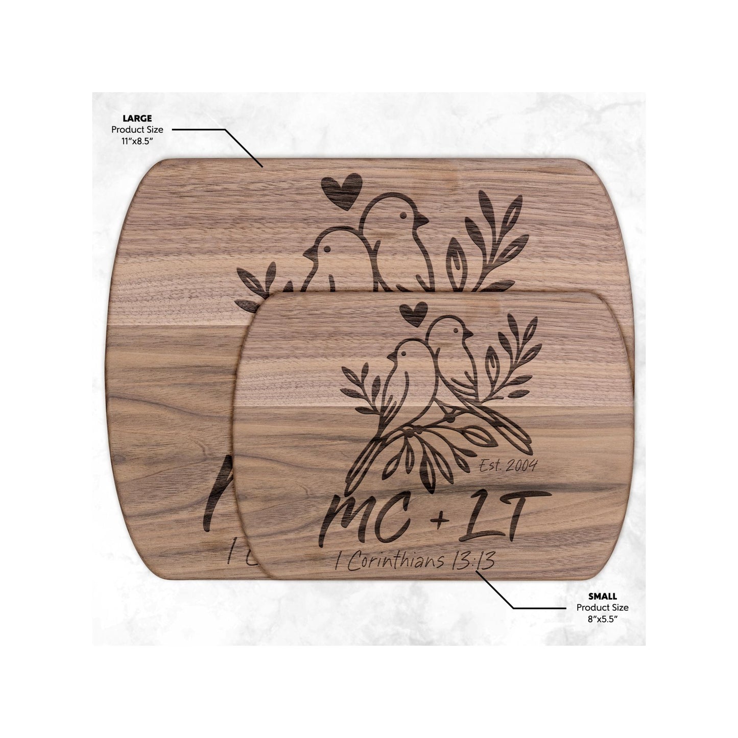 Love Birds Personalized Cutting Board from Lewey's Merch