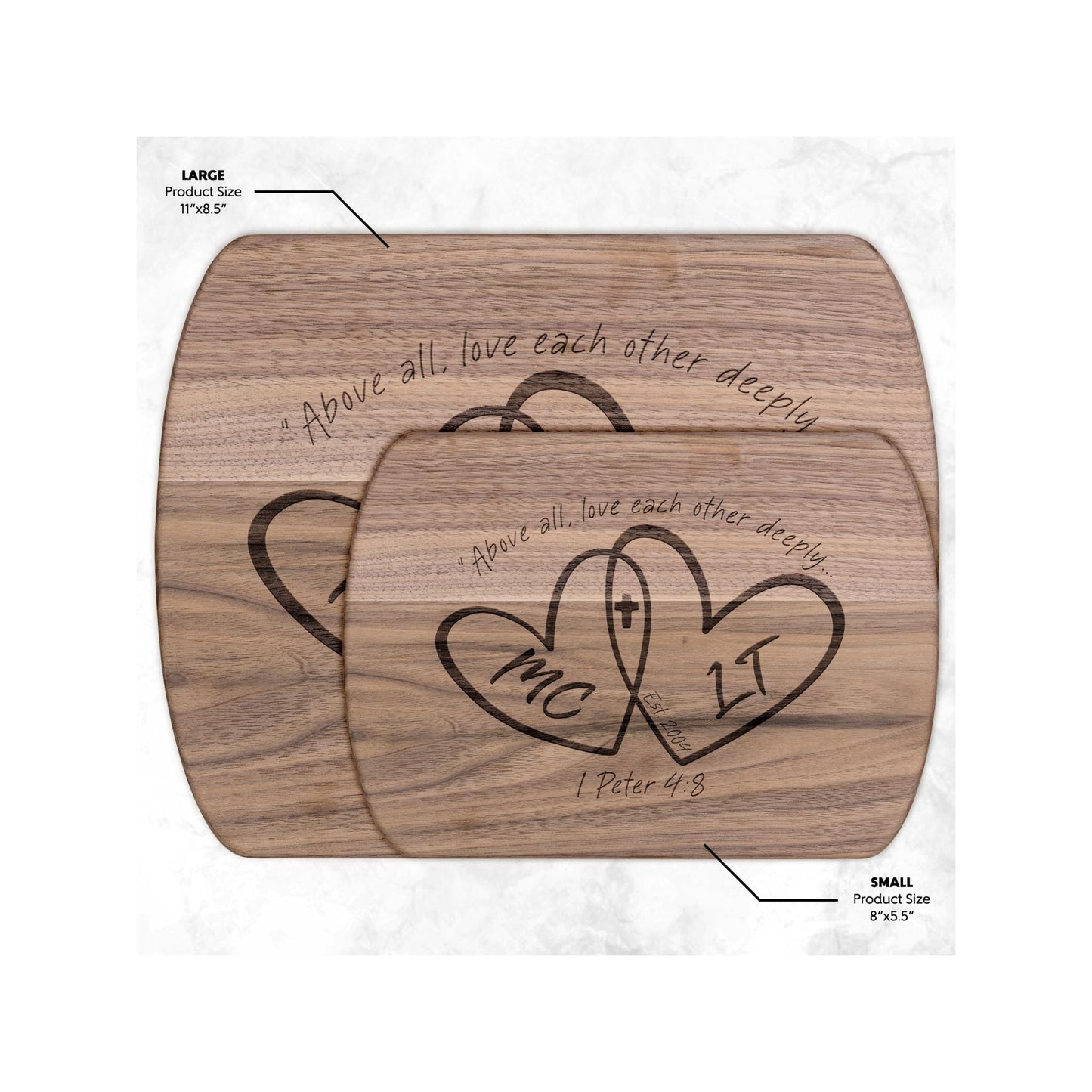 Personalized Heart Initials Cutting Board from Lewey's Merch