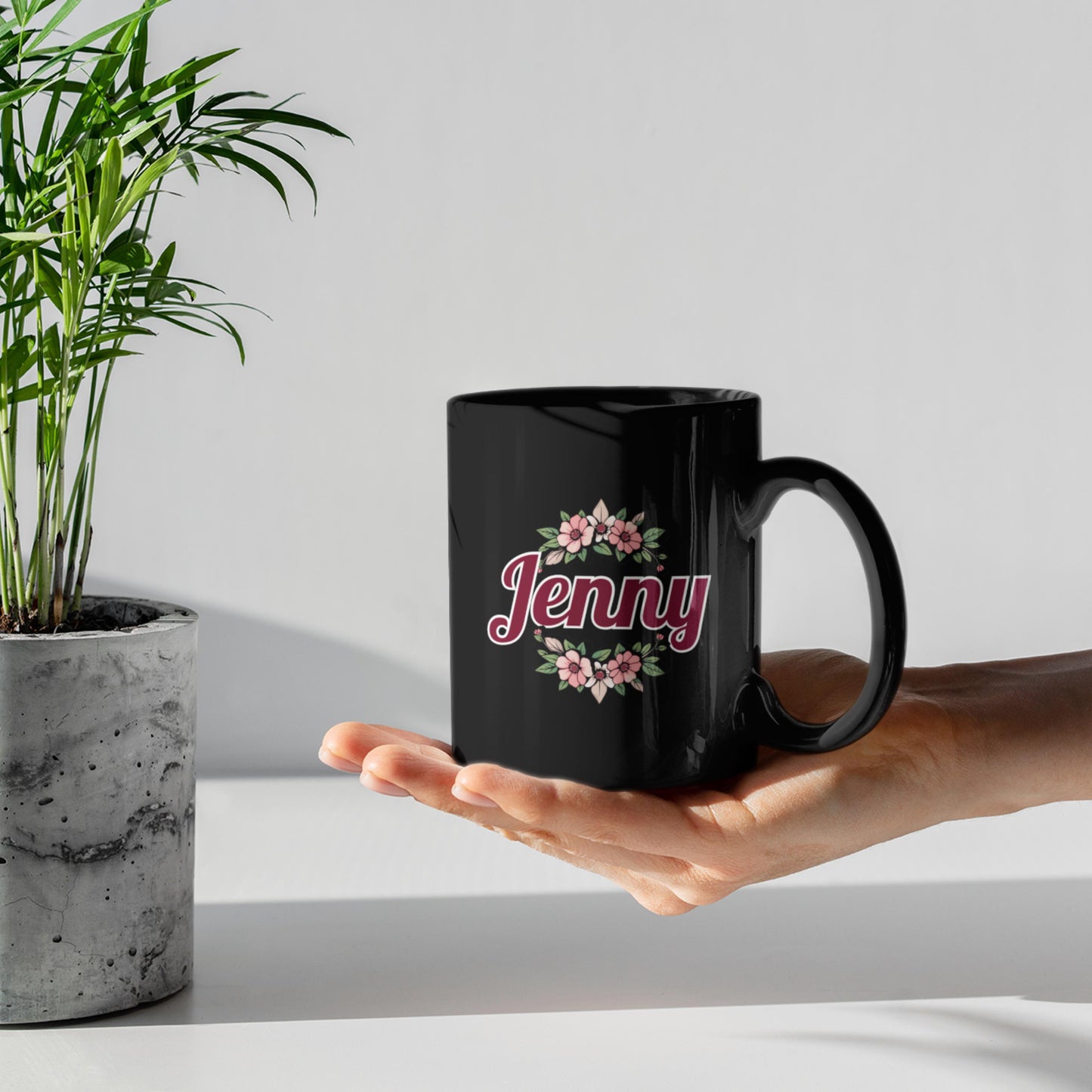 Custom Black Initial and Name Mug from Lewey's Merch