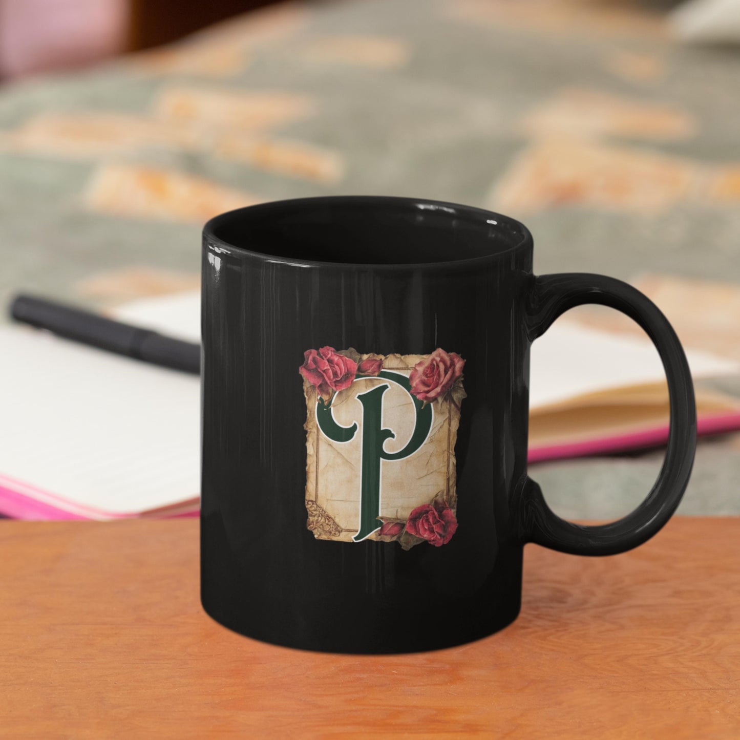Personalized Black Initial and Name Mug from Lewey's Merch
