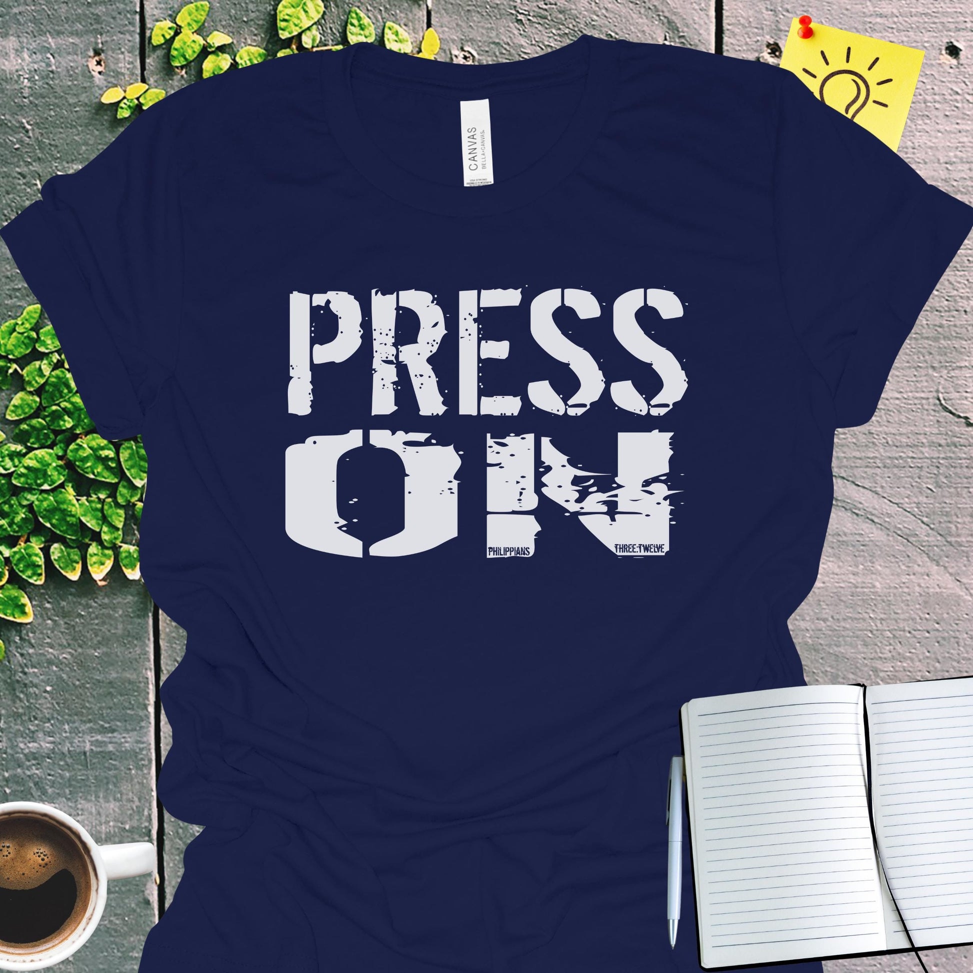 Press On Philippians 3:12 Christian T-Shirt from Lewey’s Merch