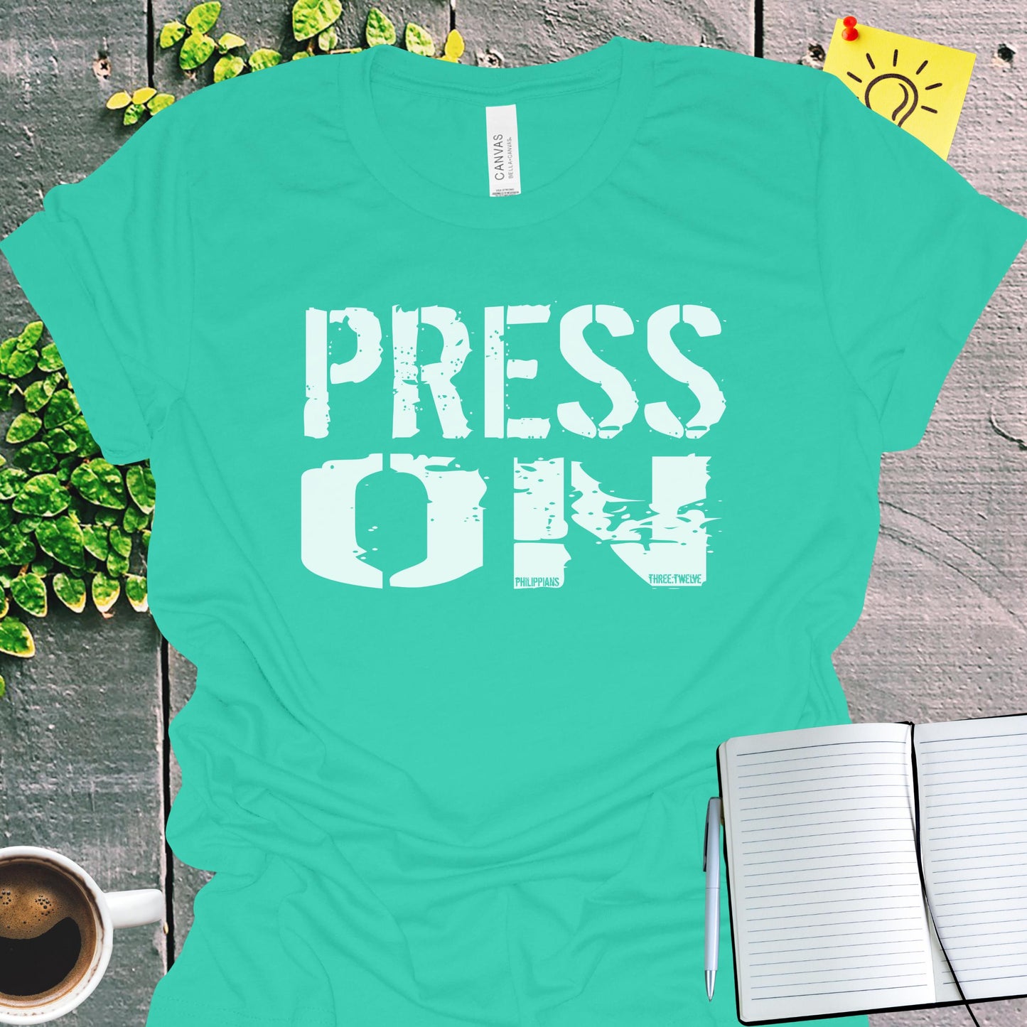 Press On Philippians 3:12 Christian T-Shirt from Lewey’s Merch