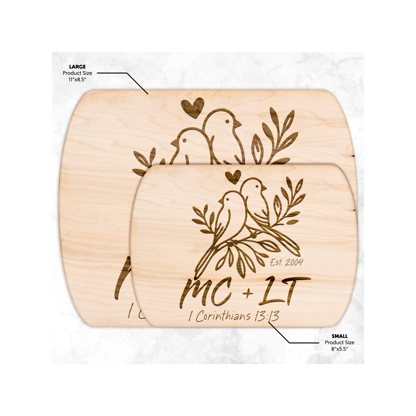Love Birds Personalized Cutting Board from Lewey's Merch