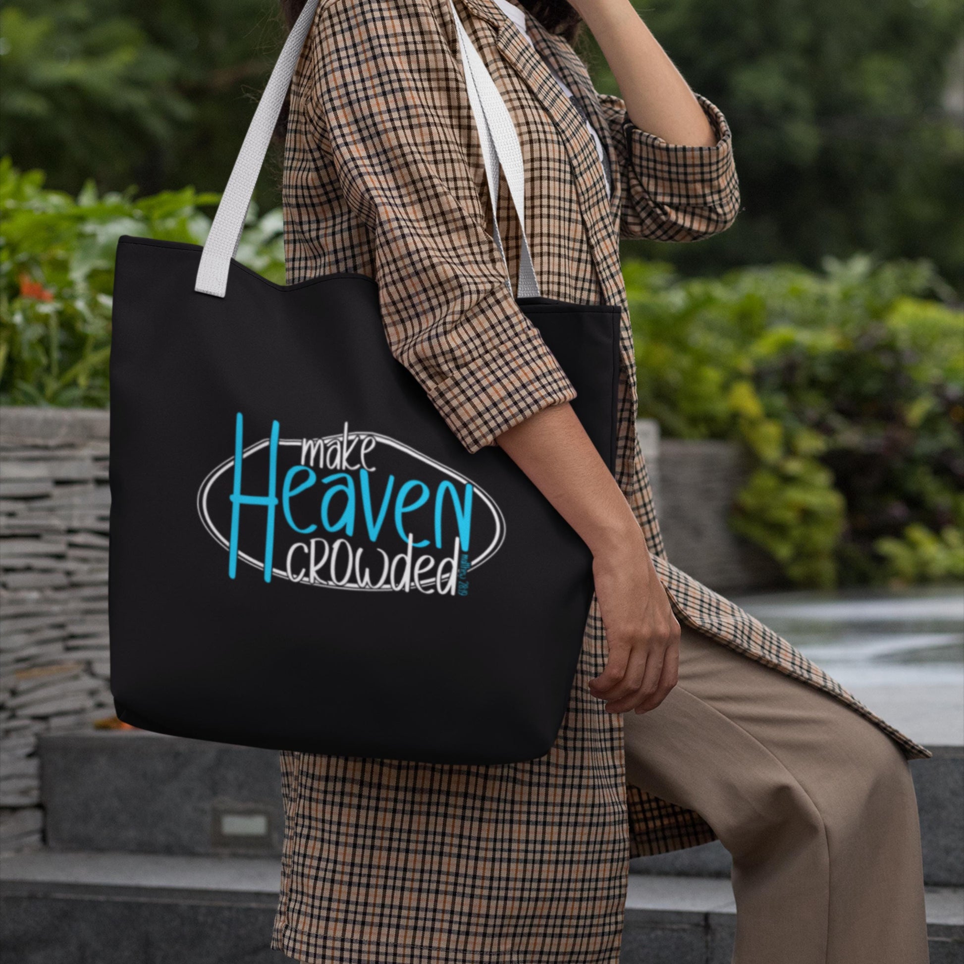 Make Heaven Crowded Christian tote bag from Lewey’s Merch