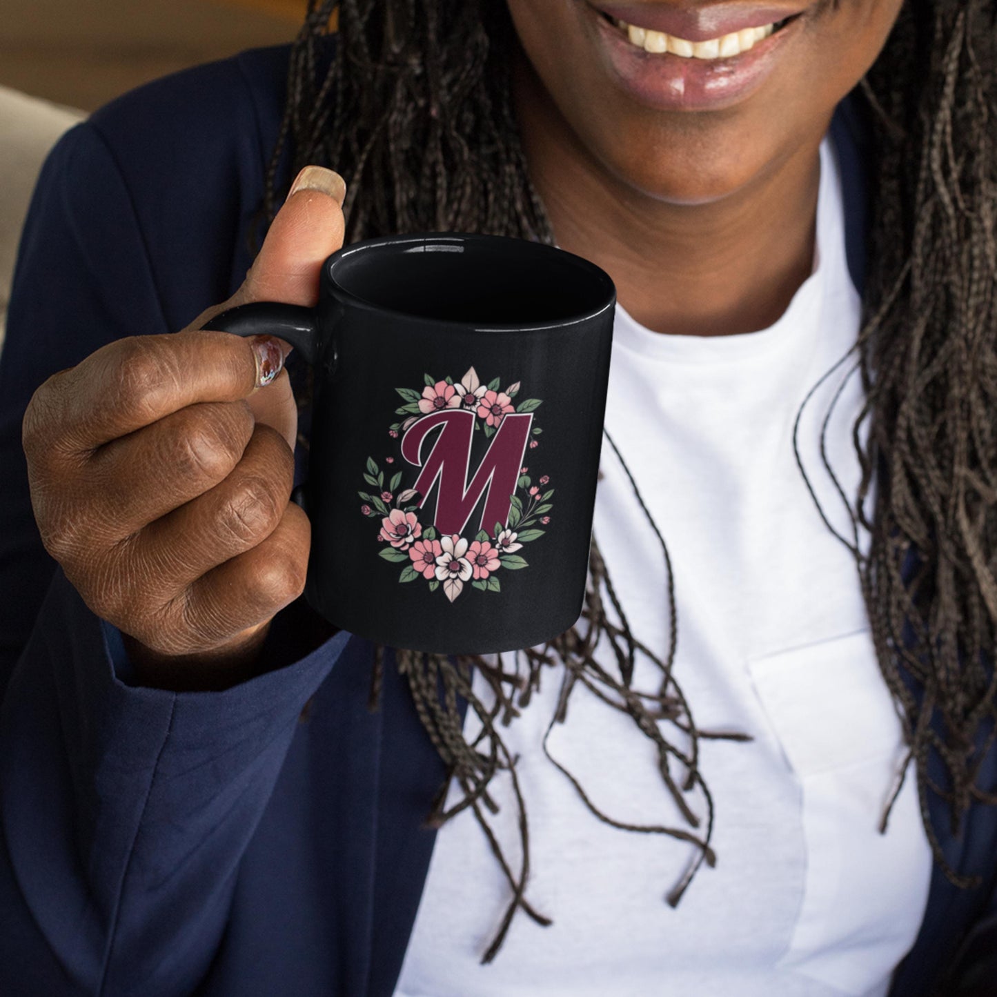 Custom Black Initial and Name Mug from Lewey's Merch