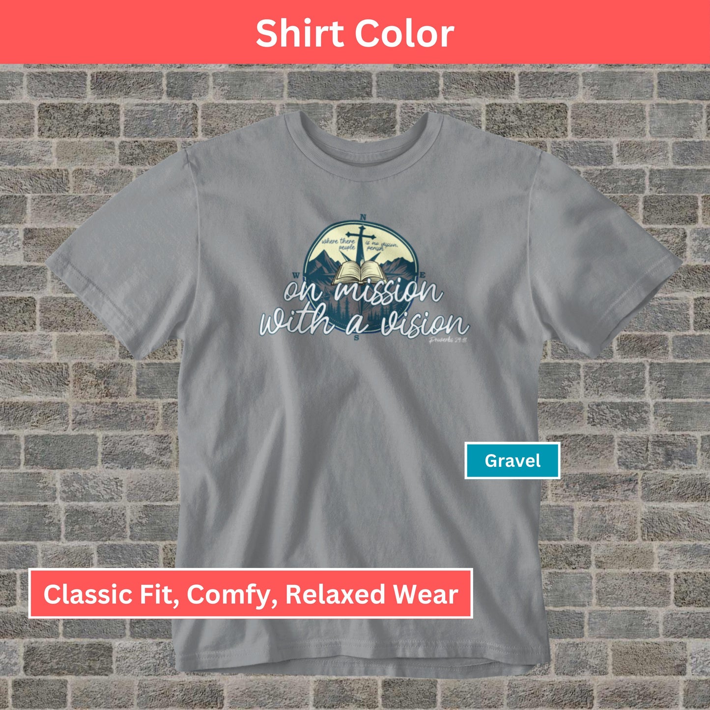 On Mission With a Vision Christian T-shirt from Lewey’s Merch