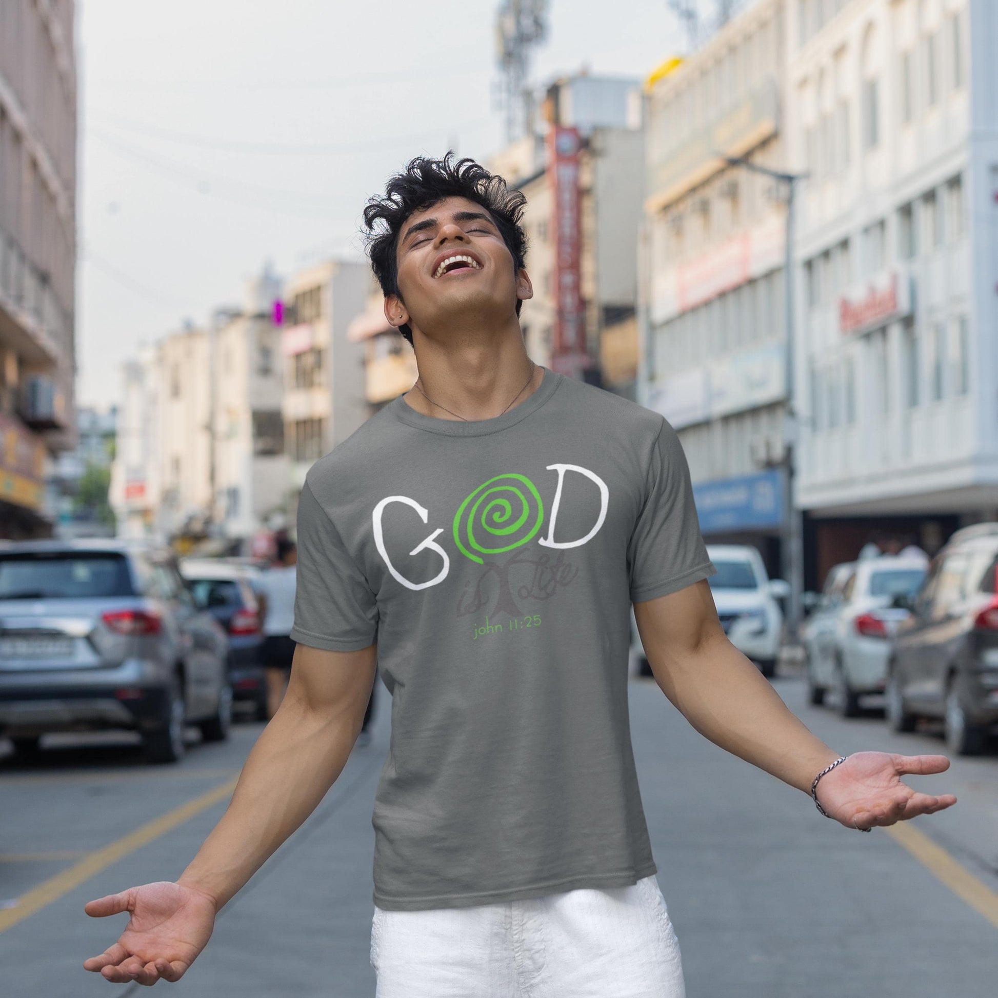 God Is Life John 11:25 Christian T-Shirt from Lewey’s Merch