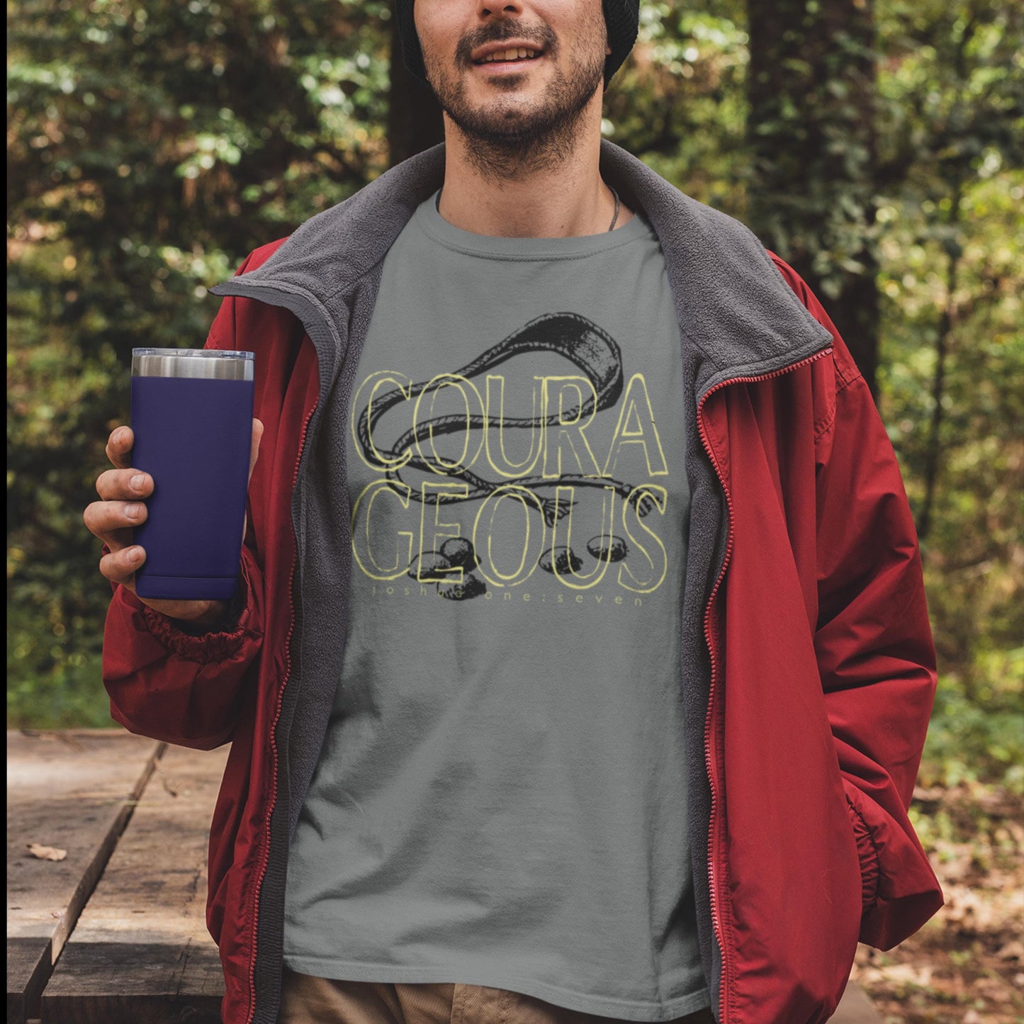 Courageous Joshua 1:9 Christian T-shirt from Lewey’s Merch