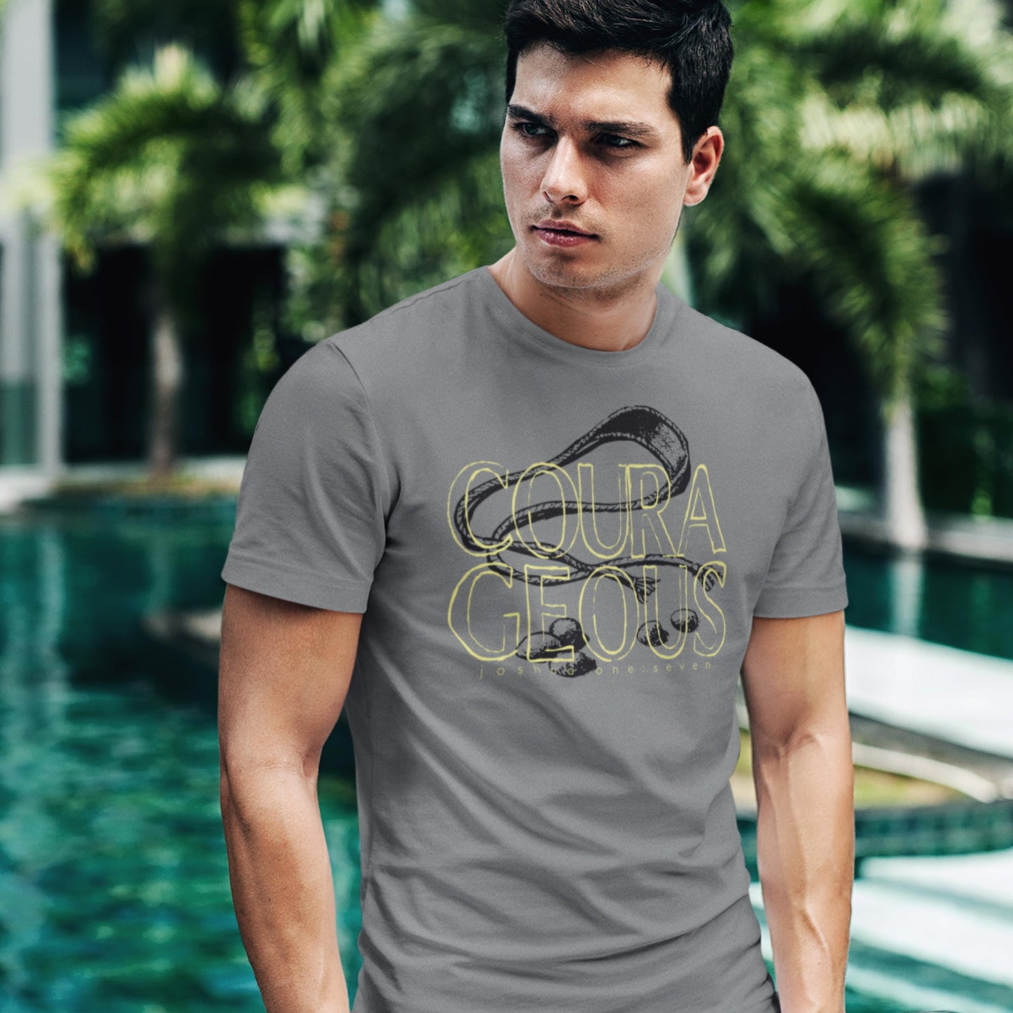 Courageous Joshua 1:9 Christian T-shirt from Lewey’s Merch