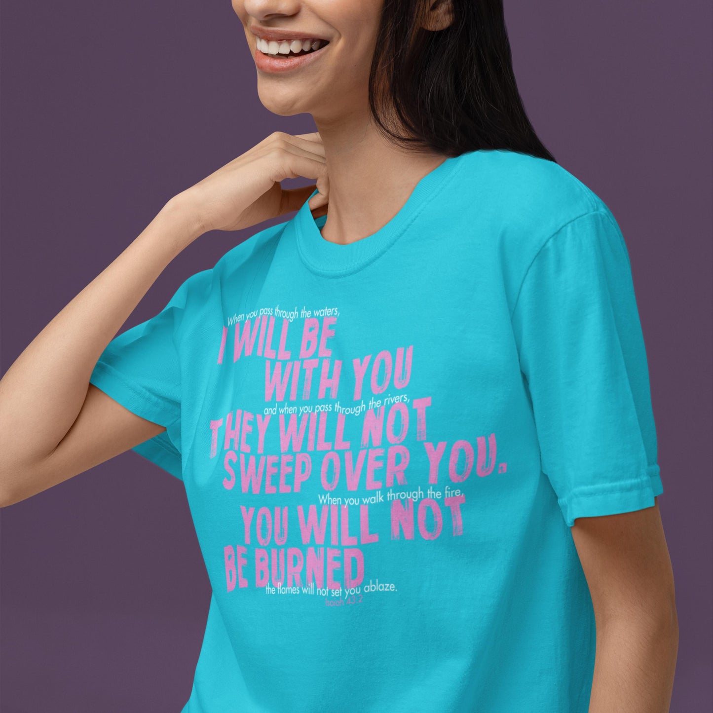 Isaiah 43:2 Comfort Colors Christian T-Shirt from Lewey’s Merch