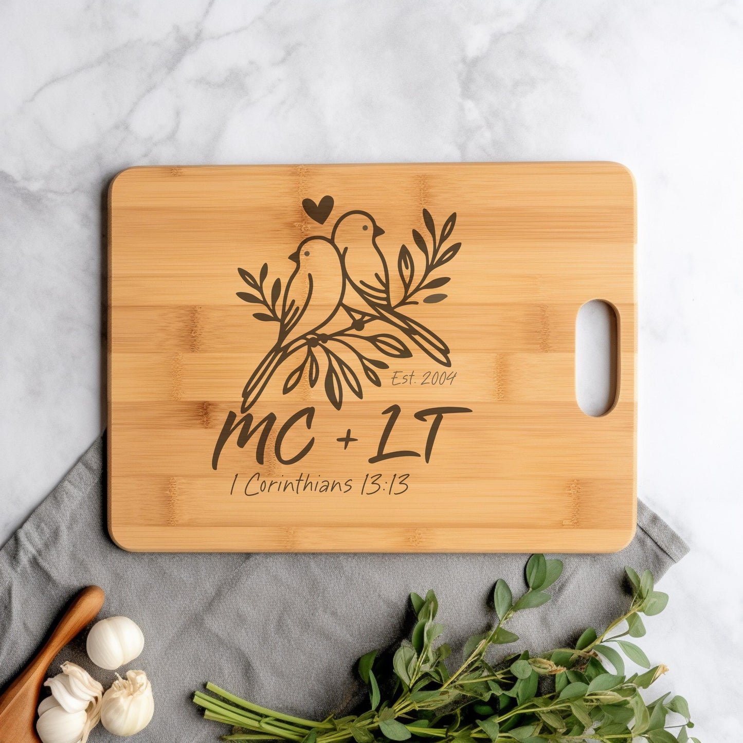 Love Birds Custom Kitchen Cutting Board from Lewey's Merch