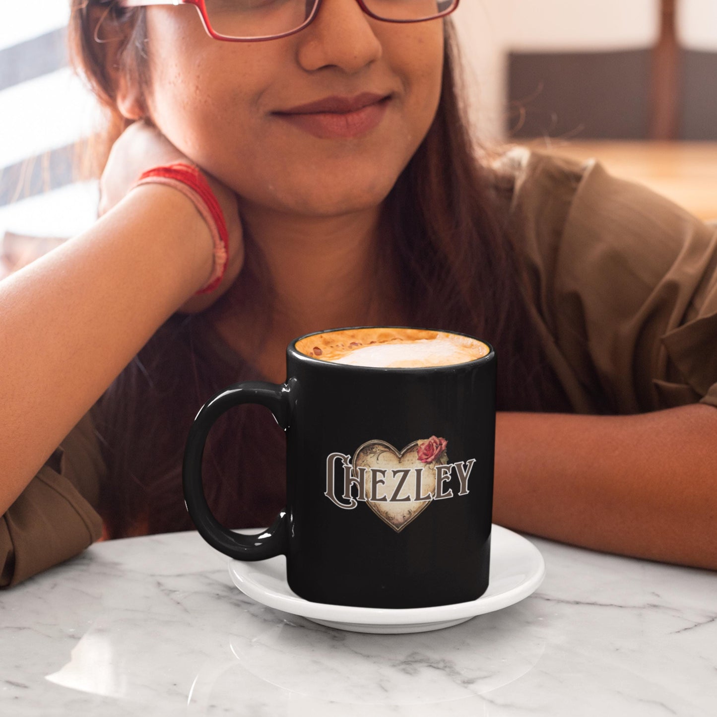 Personalized Black Initial and Name Mug from Lewey's Merch