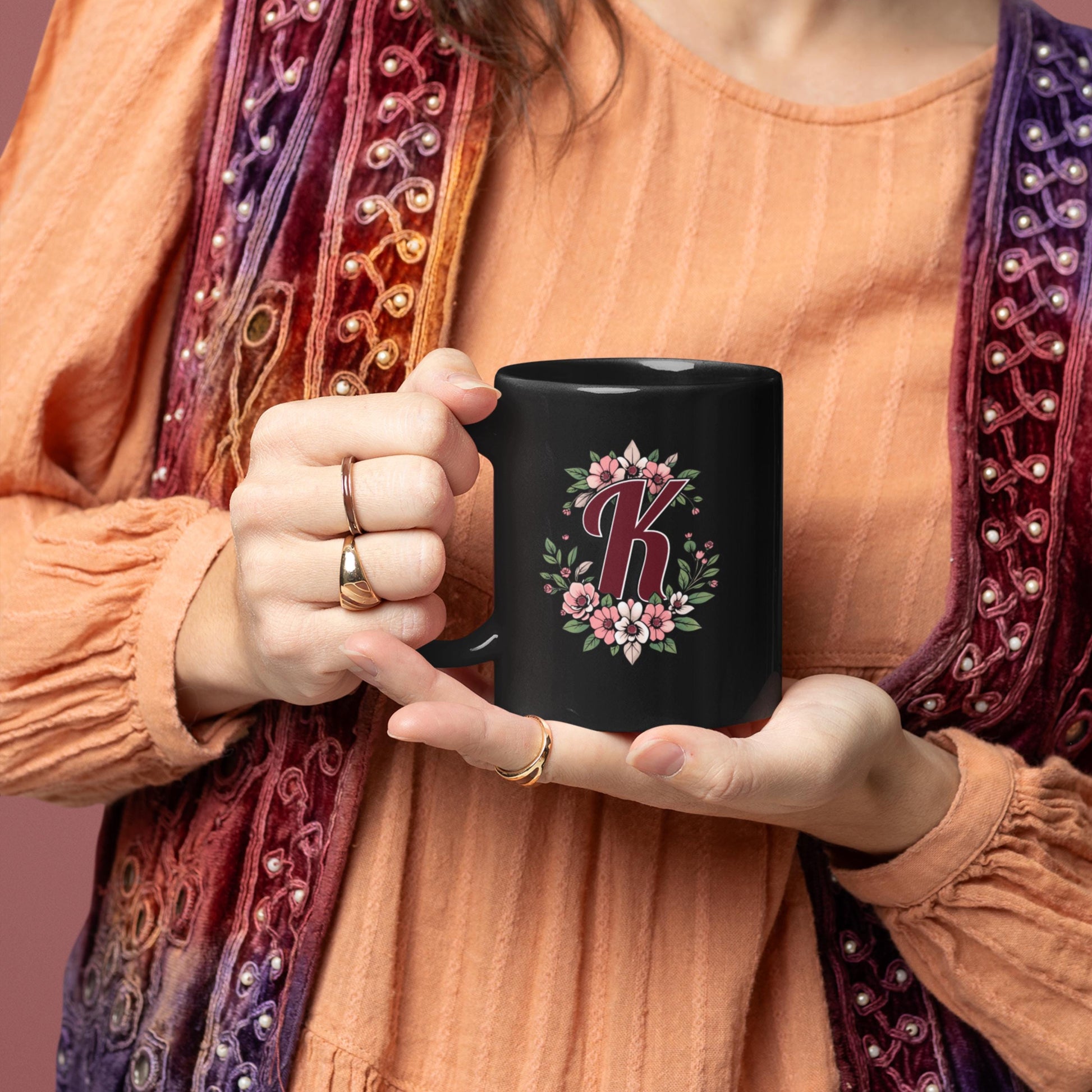 Custom Black Initial and Name Mug from Lewey's Merch