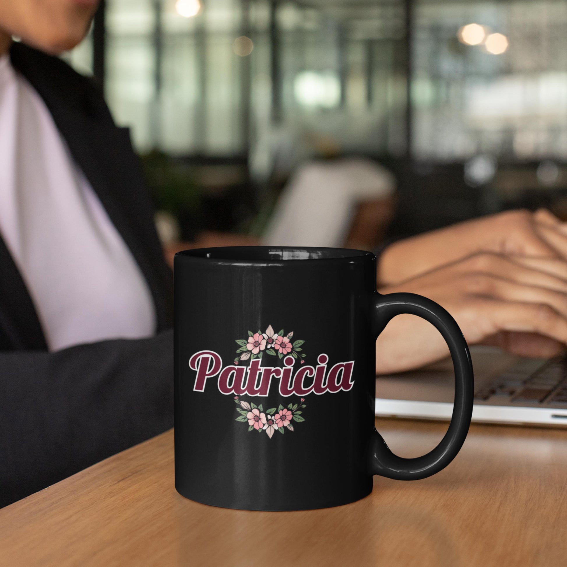 Custom Black Initial and Name Mug from Lewey's Merch