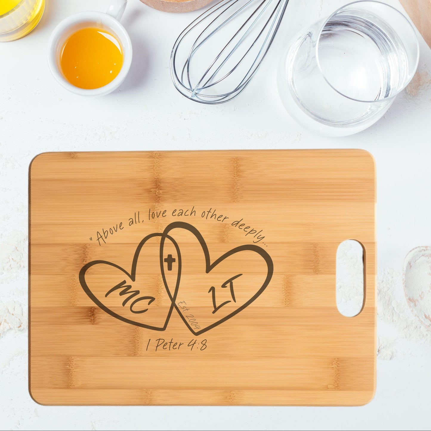 Engraved Heart Initials Wooden Cutting Board from Lewey's Merch