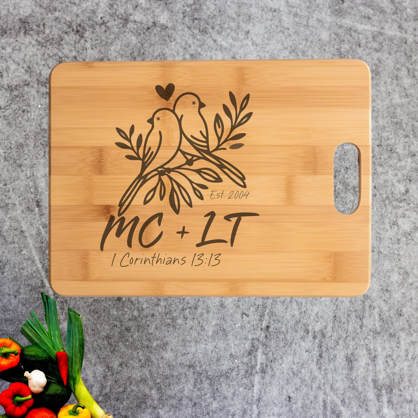 Love Birds Custom Kitchen Cutting Board from Lewey's Merch