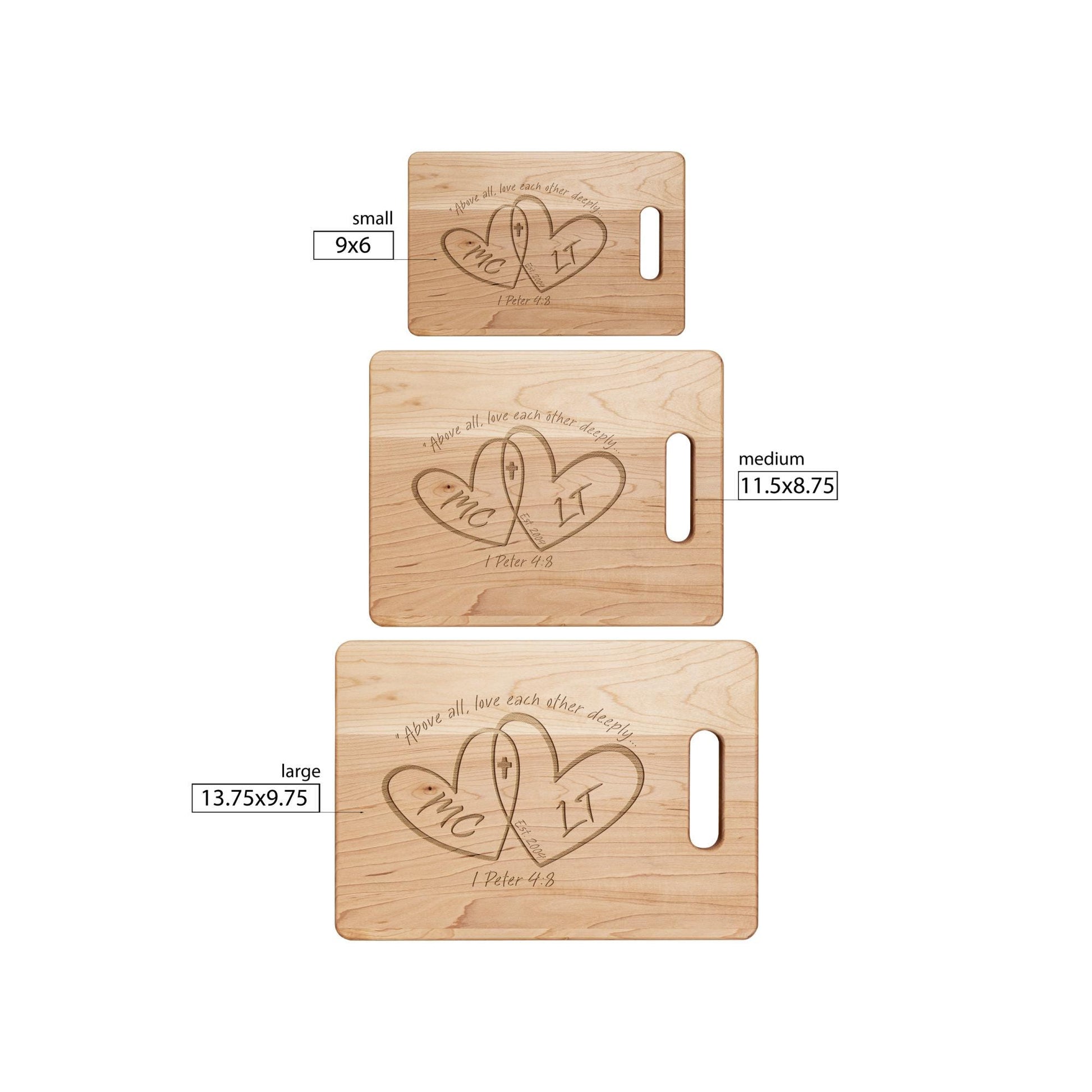 Engraved Heart Initials Wooden Cutting Board from Lewey's Merch