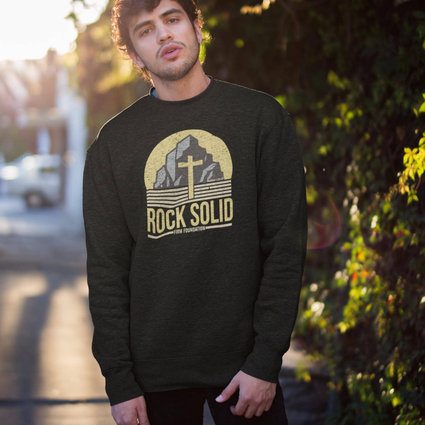 Rock Solid Christian Crewneck Sweatshirt from Lewey’s Merch