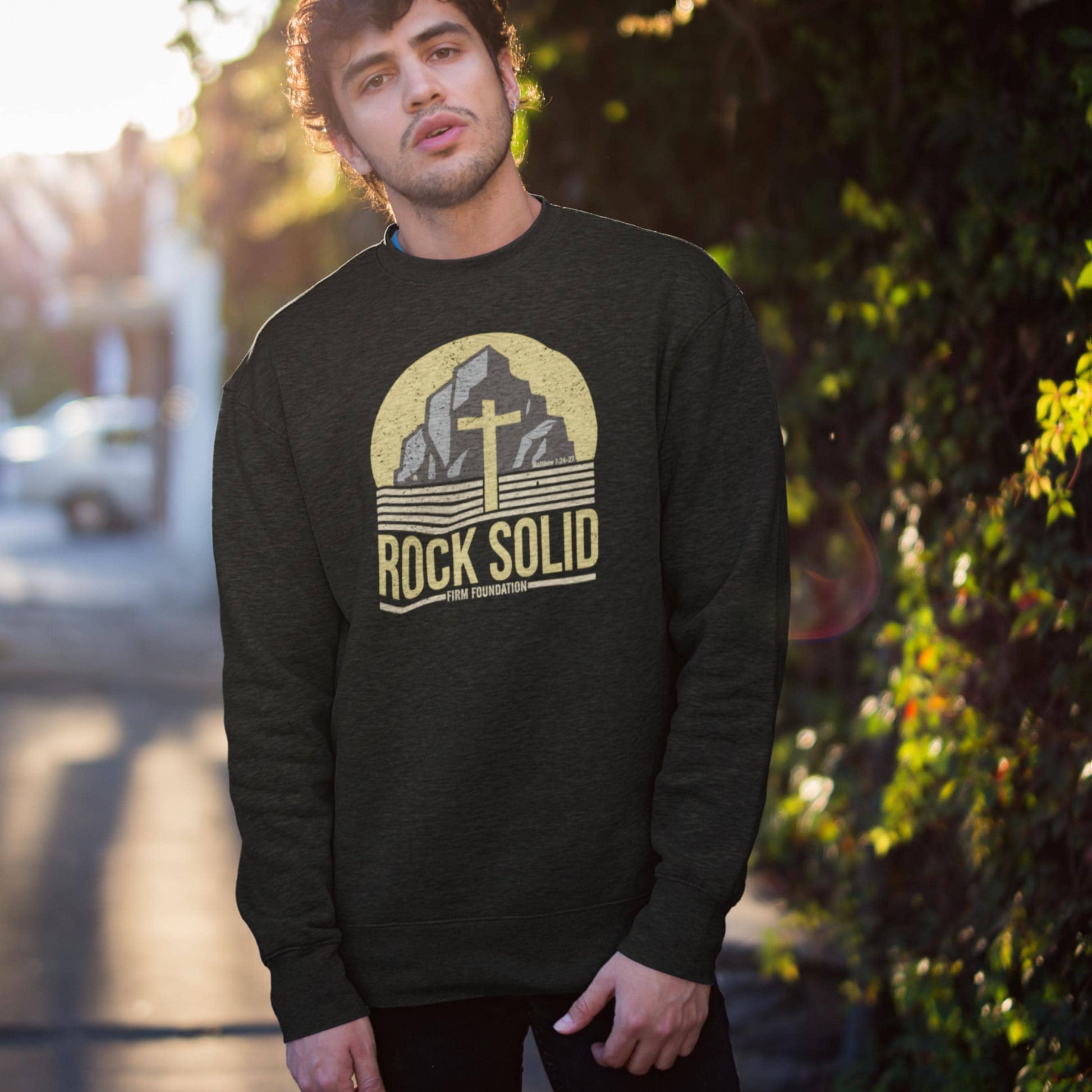Rock Solid Christian Crewneck Sweatshirt from Lewey’s Merch