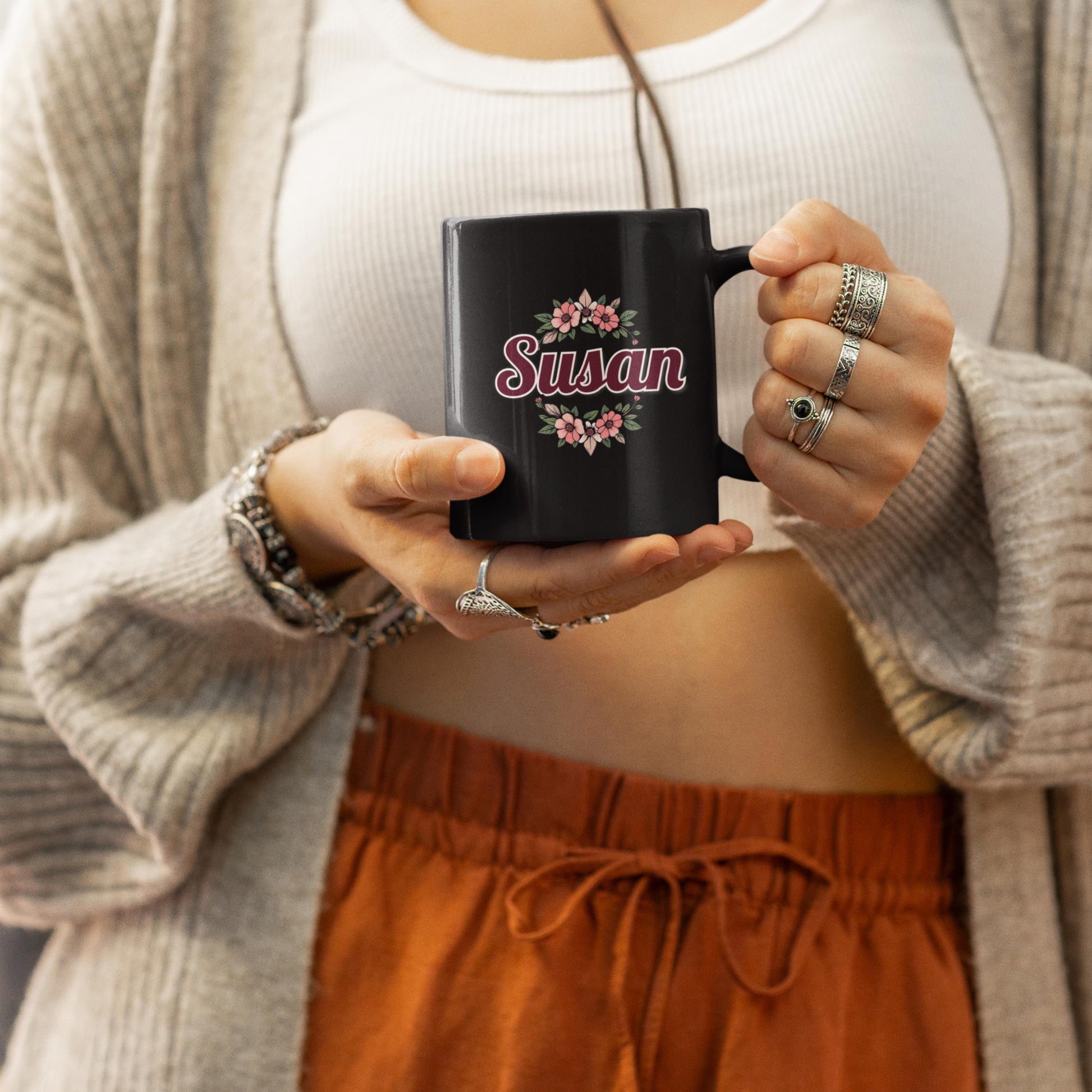 Custom Black Initial and Name Mug from Lewey's Merch