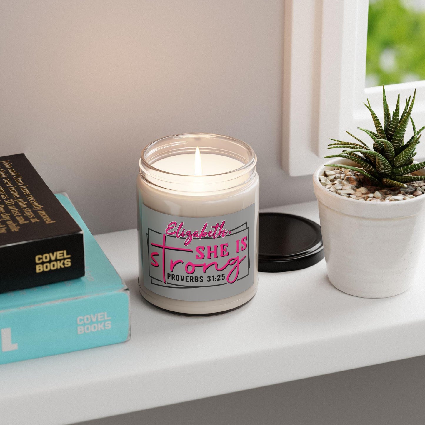 Personalized She Is Strong Soy Candle from Lewey's Merch