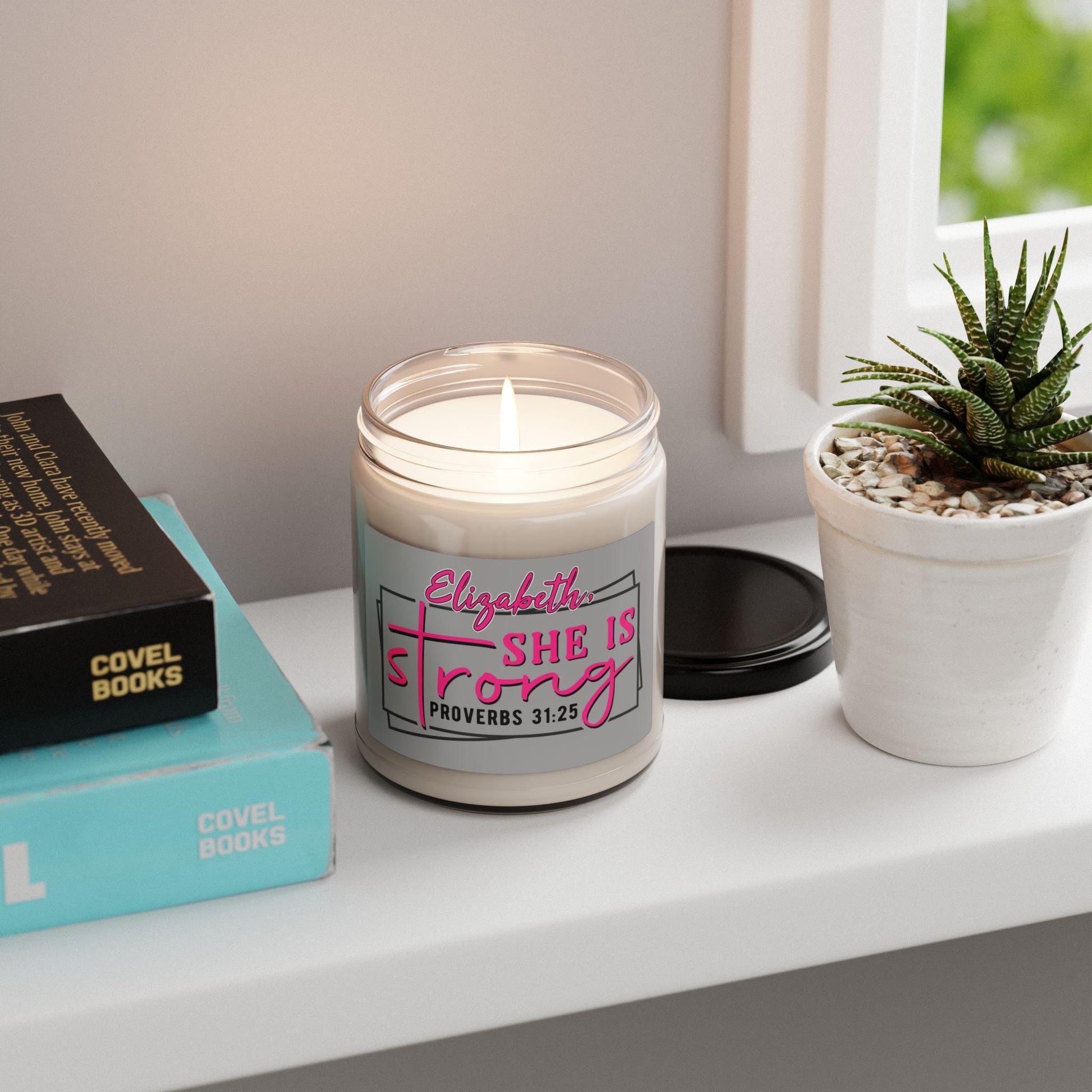 Personalized She Is Strong Soy Candle from Lewey's Merch