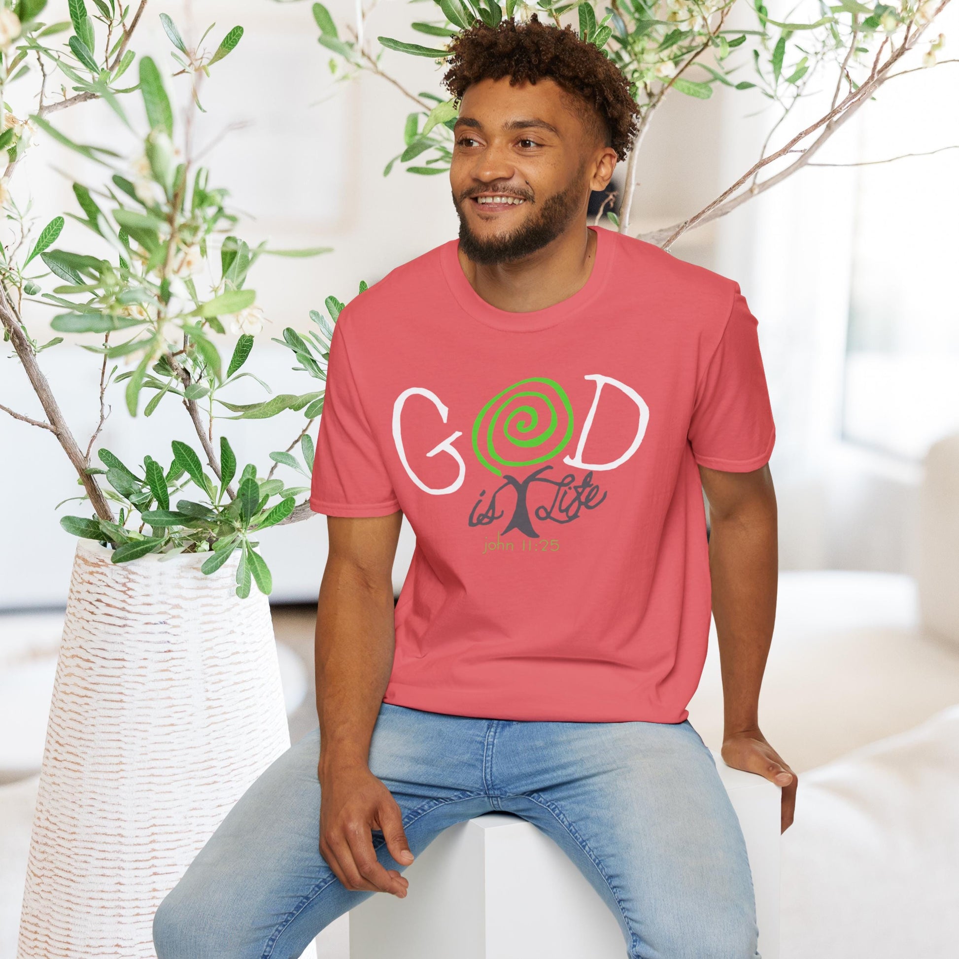 God Is Life John 11:25 Christian T-Shirt from Lewey’s Merch