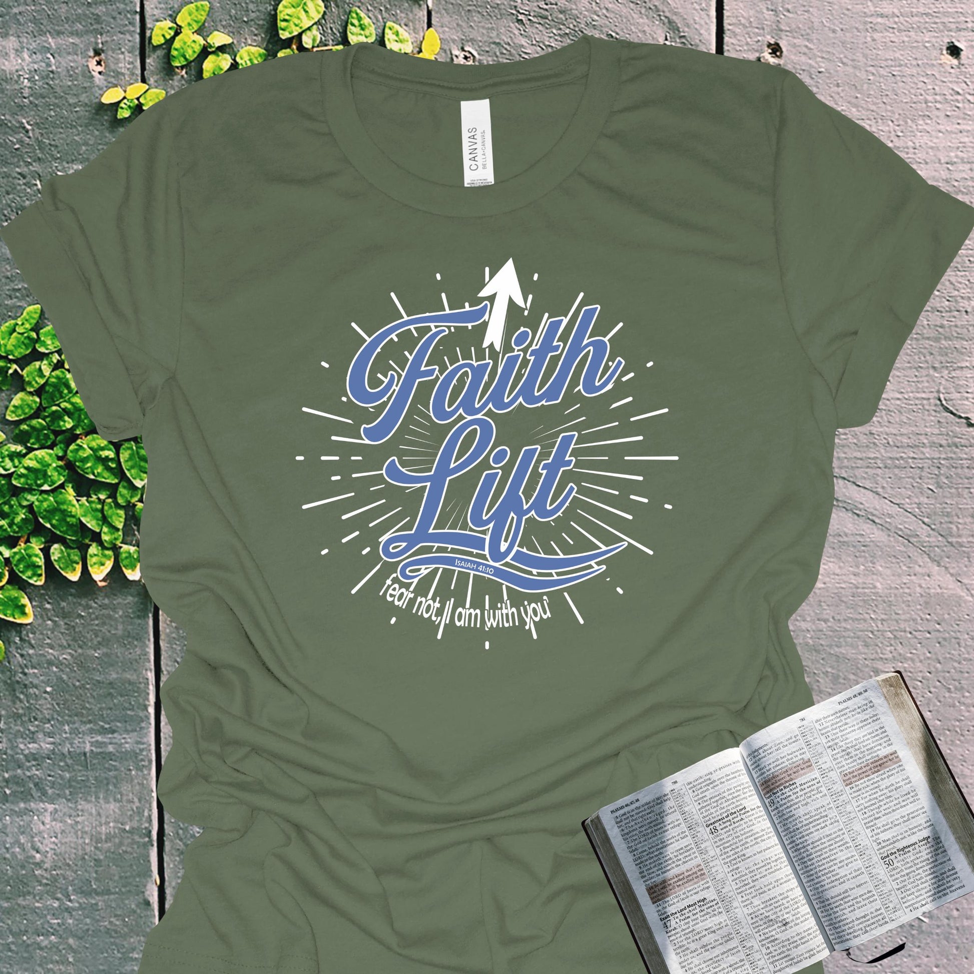 Faith Lift Isaiah 41:10 Christian T-Shirt from Lewey’s Merch