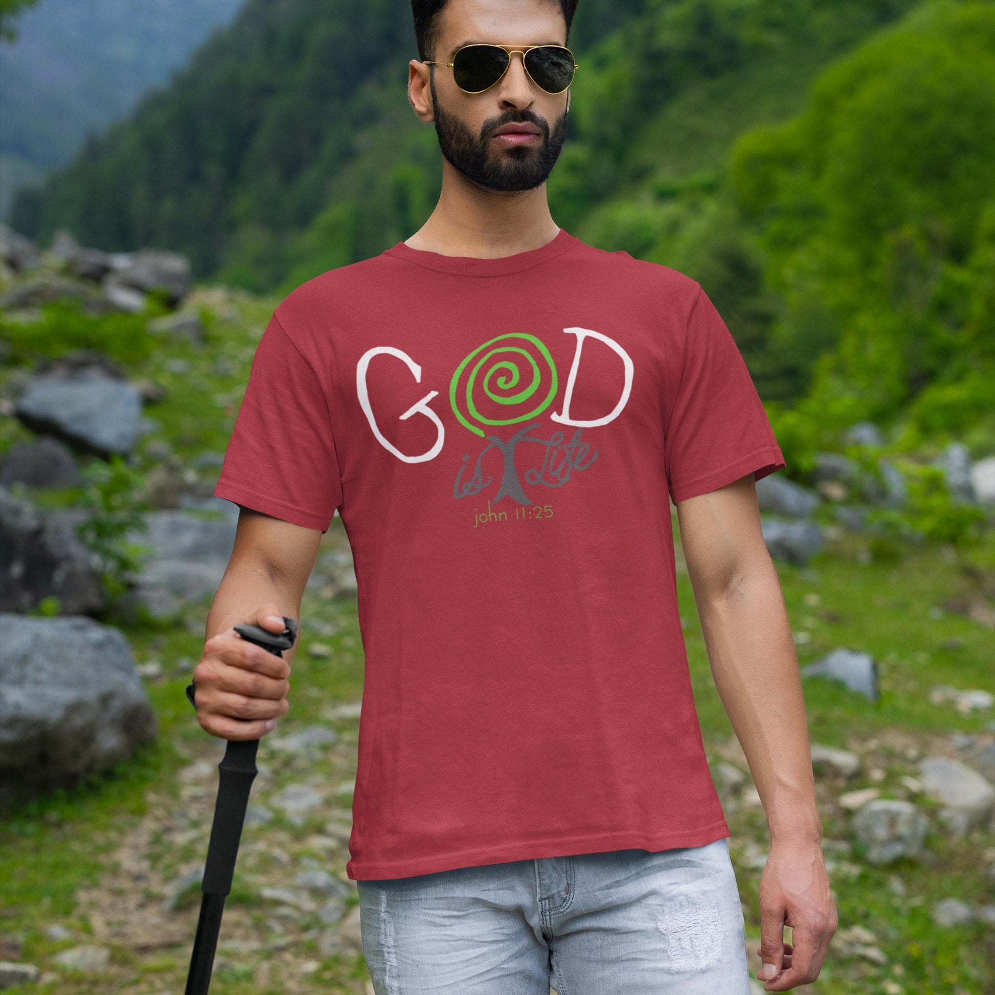 God Is Life John 11:25 Christian T-Shirt from Lewey’s Merch