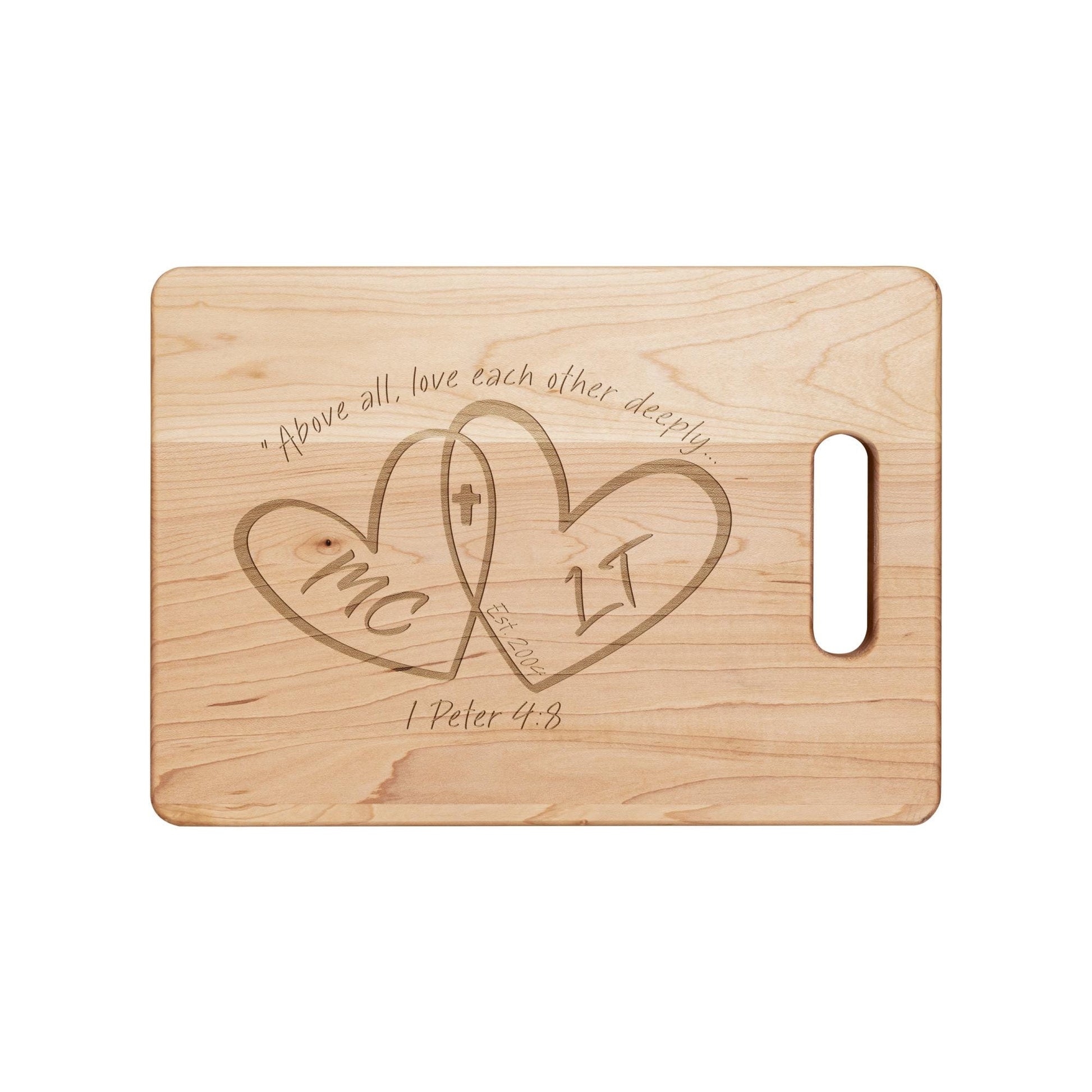 Engraved Heart Initials Wooden Cutting Board from Lewey's Merch