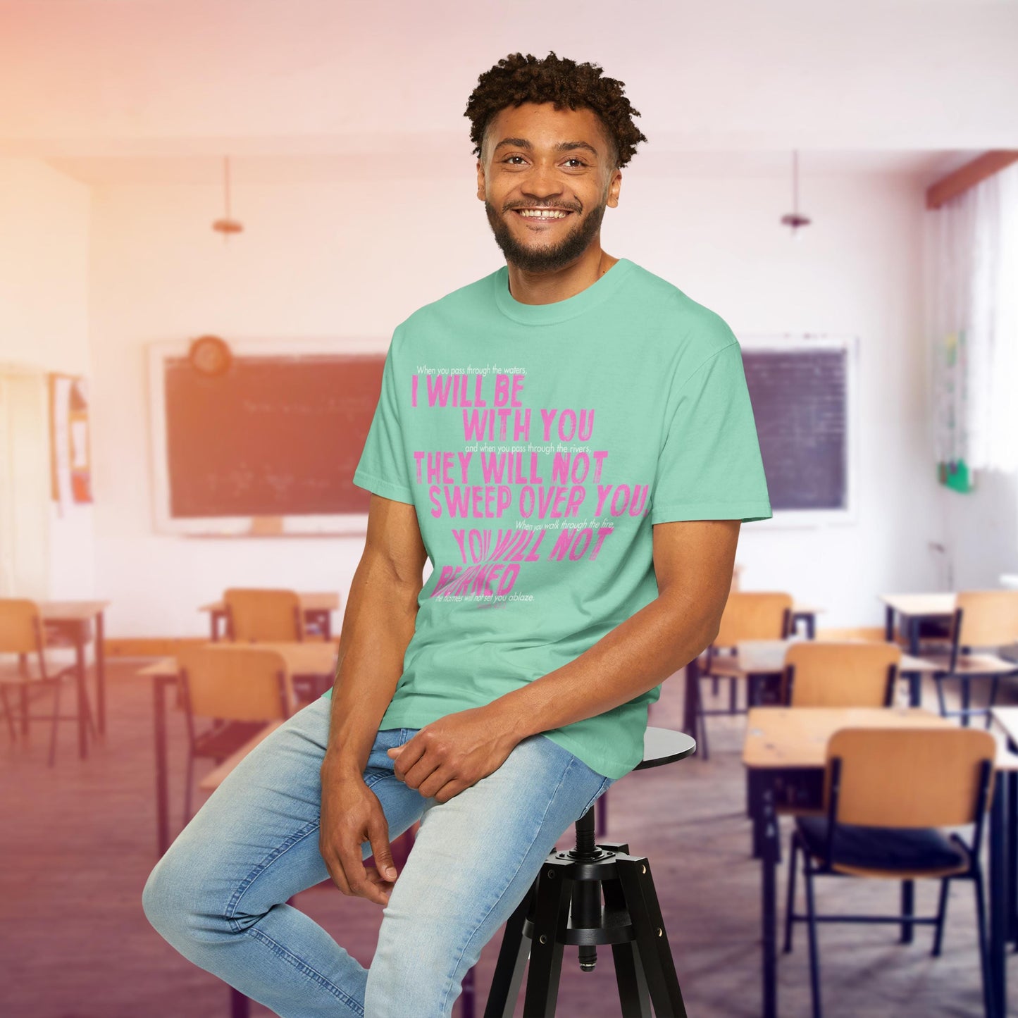 Isaiah 43:2 Comfort Colors Christian T-Shirt from Lewey’s Merch