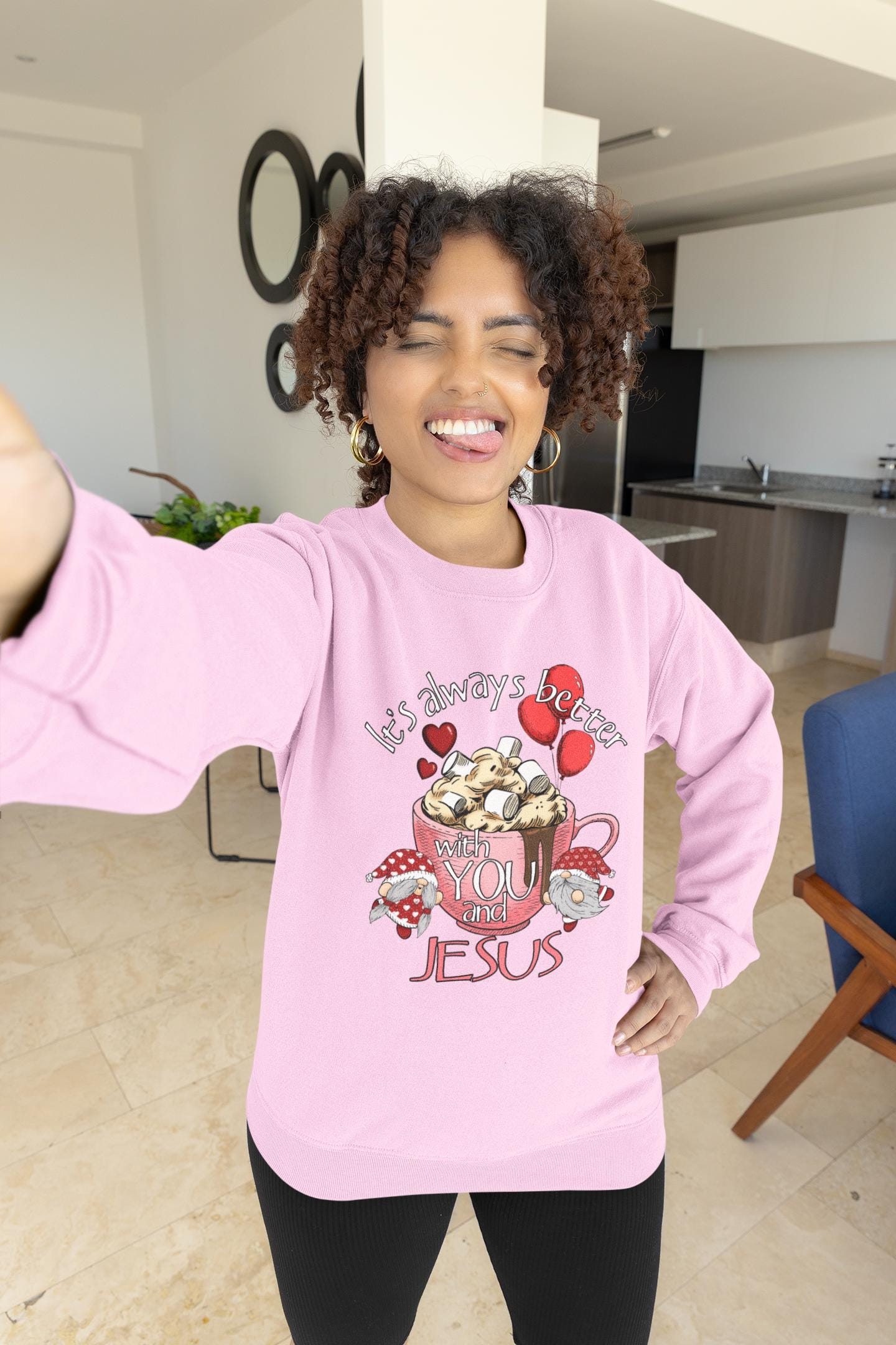 Better With You and Jesus Christian sweatshirt from Lewey’s Merch