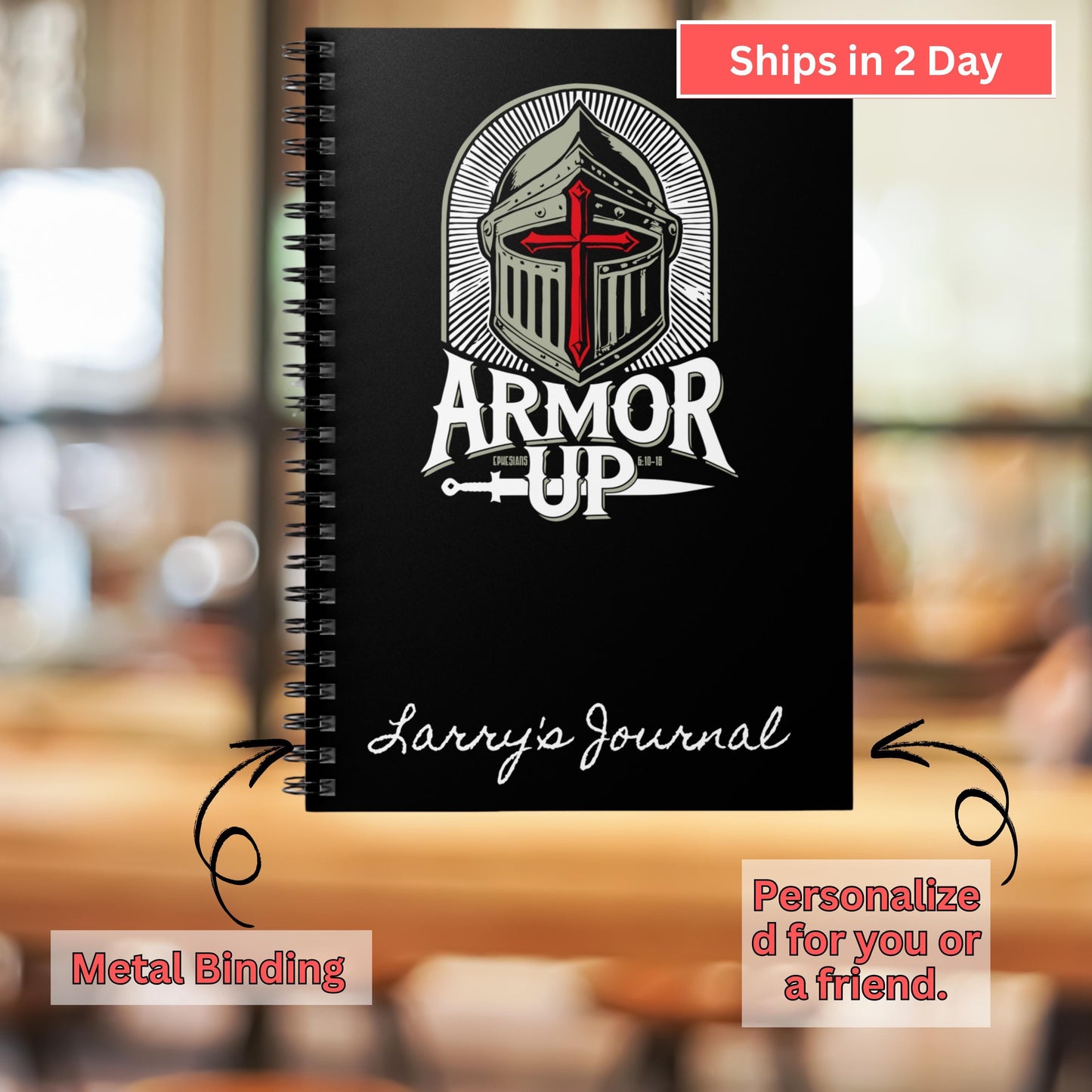 Armor Up Personalized Christian Journal from Lewey's Merch