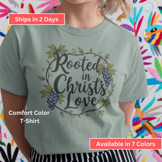 Rooted in Christ’s Love Comfort Colors T-Shirt from Lewey’s Merch