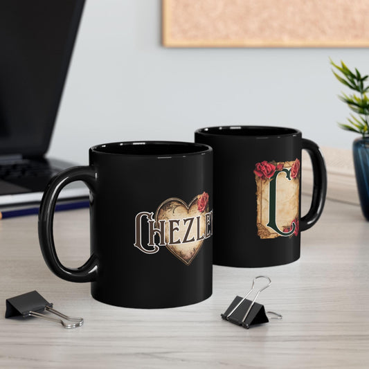 Personalized Black Initial and Name Mug from Lewey's Merch
