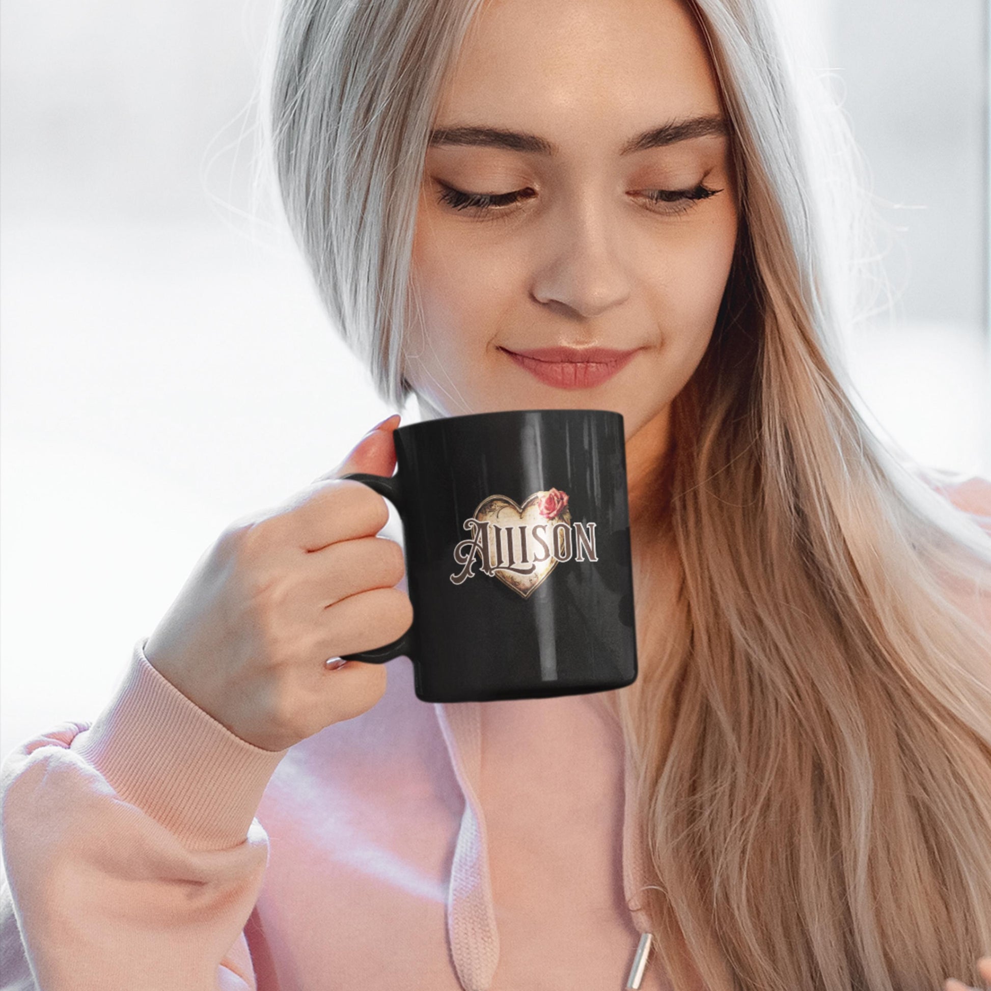 Personalized Black Initial and Name Mug from Lewey's Merch