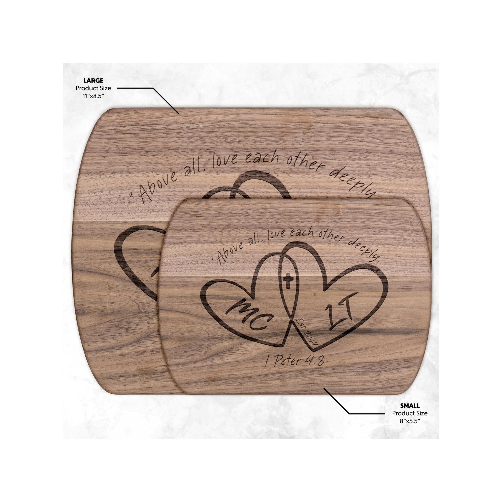 Personalized Heart Initials Cutting Board from Lewey's Merch