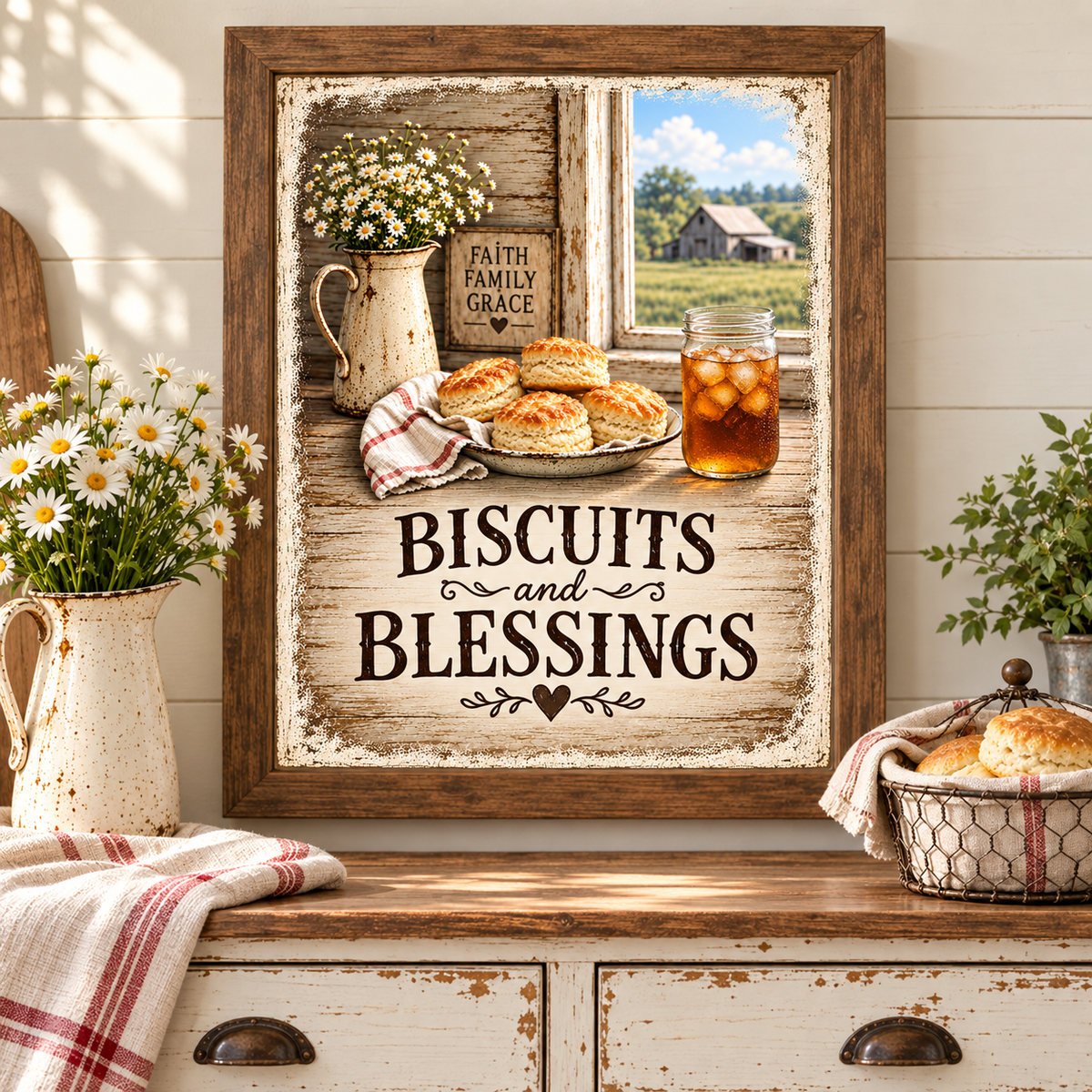 Biscuits and Blessings Printable Farmhouse Kitchen Wall Art