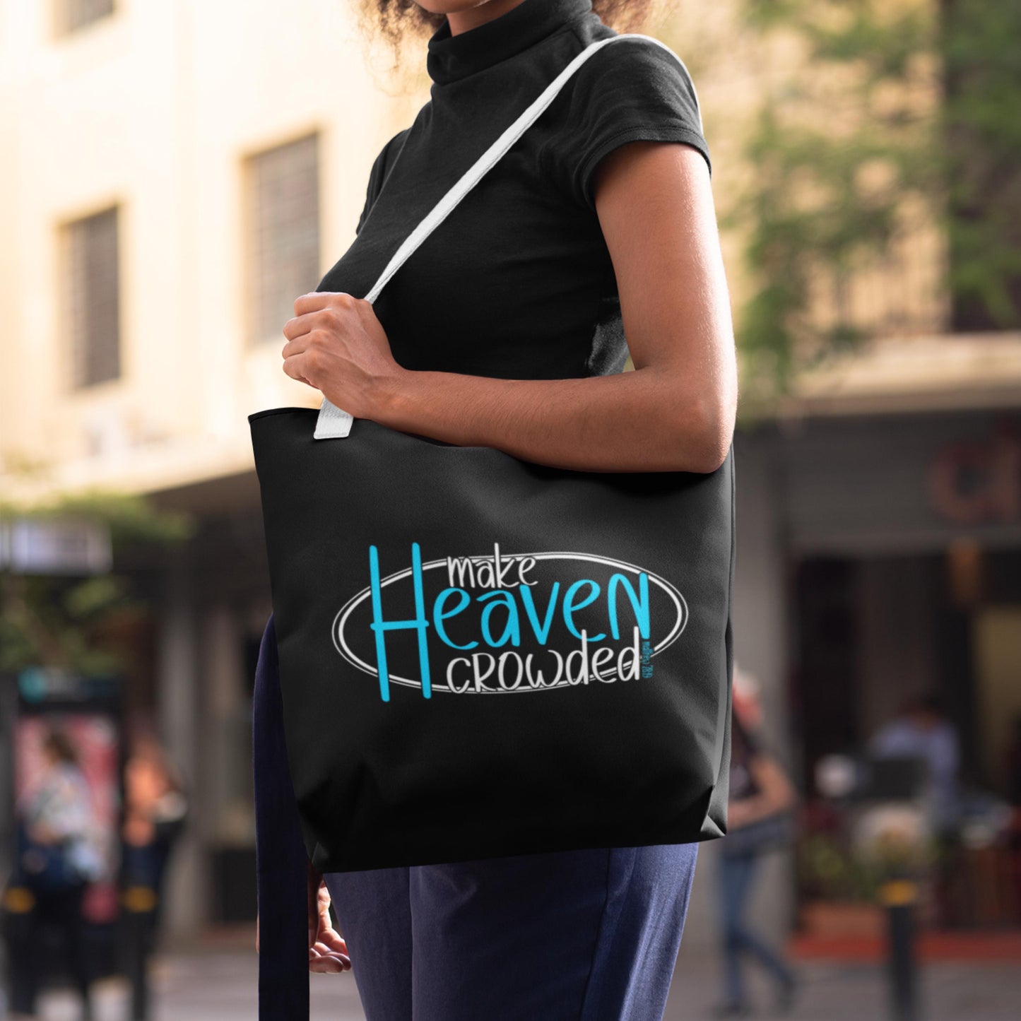 Make Heaven Crowded Christian tote bag from Lewey’s Merch