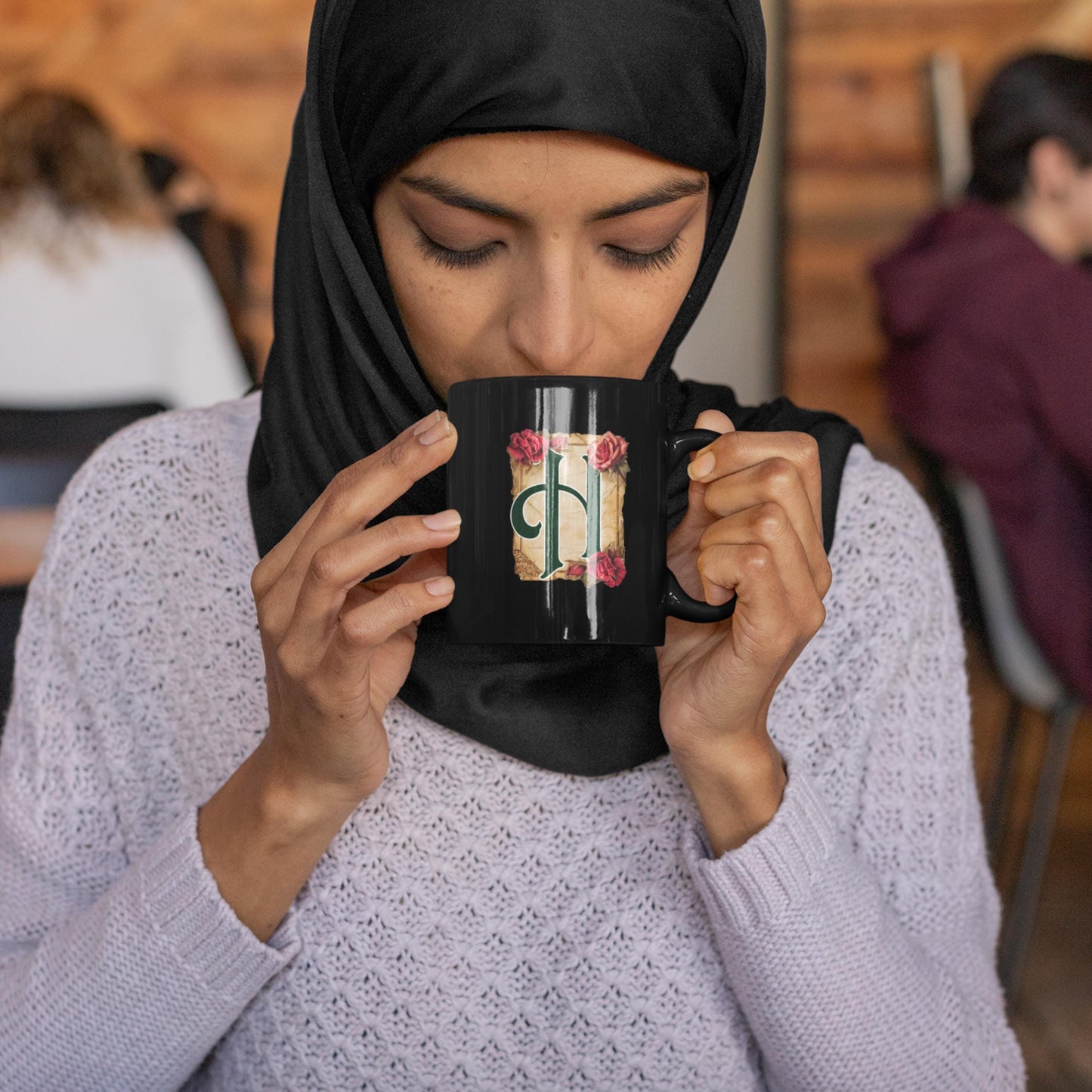 Personalized Black Initial and Name Mug from Lewey's Merch
