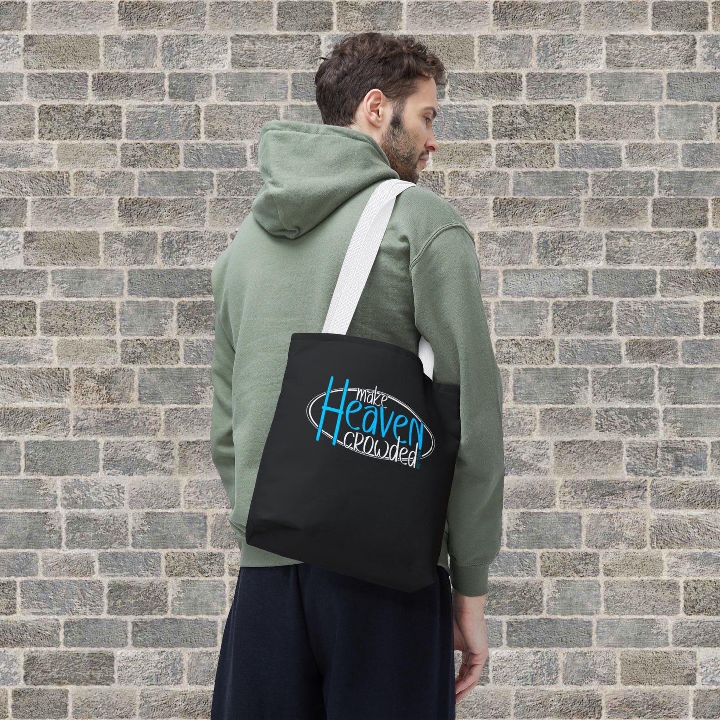 Make Heaven Crowded Christian tote bag from Lewey’s Merch
