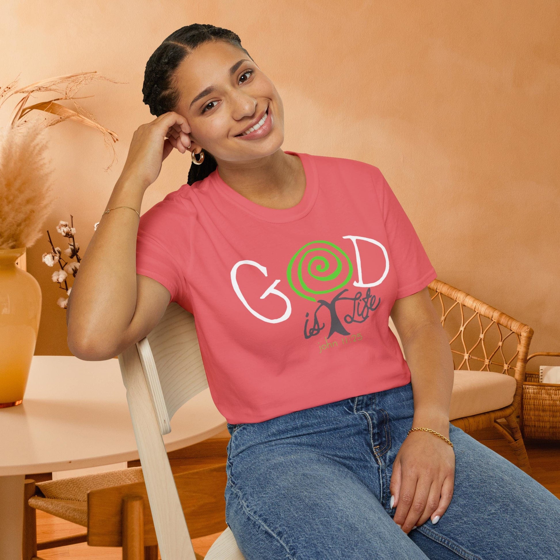 God Is Life John 11:25 Christian T-Shirt from Lewey’s Merch