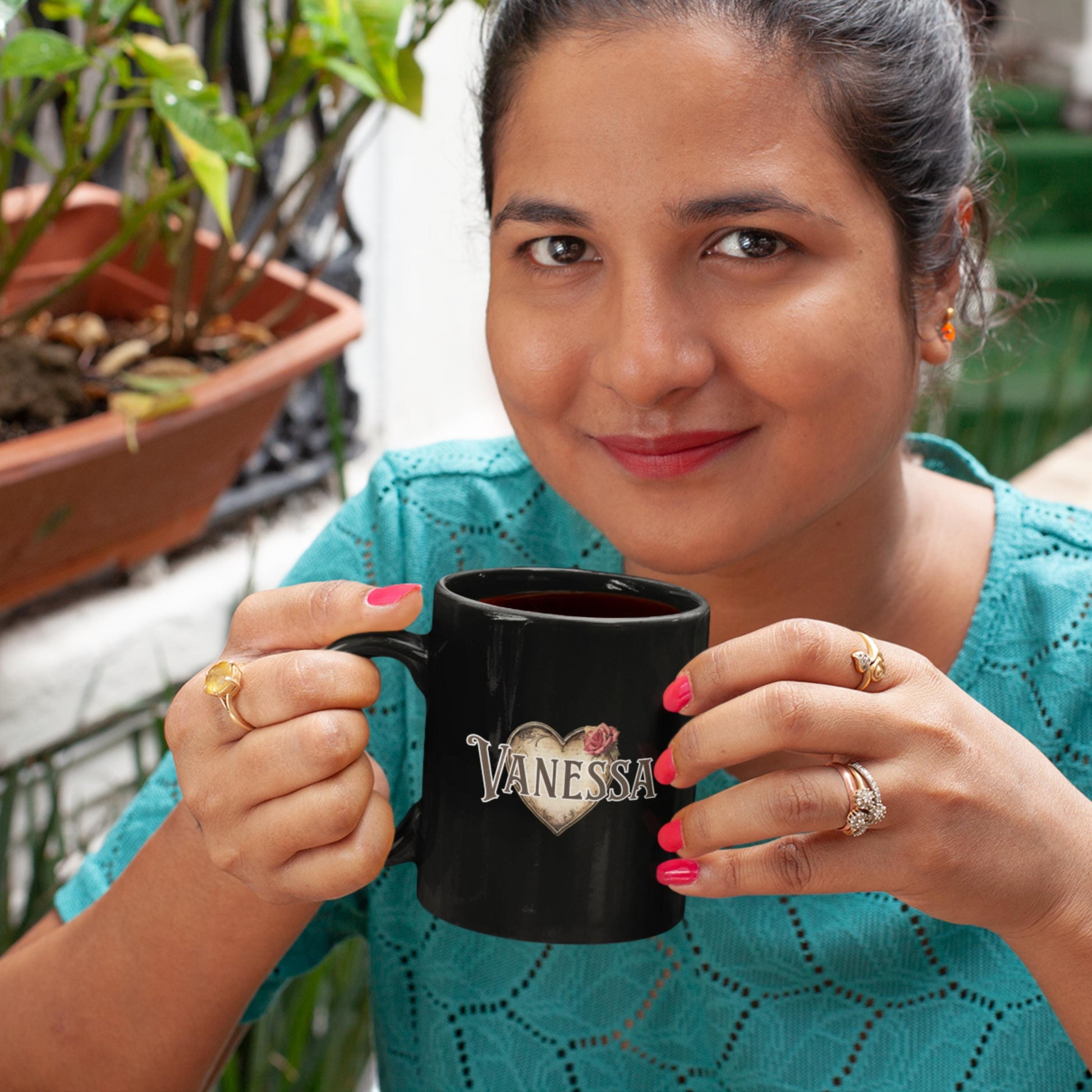 Personalized Black Initial and Name Mug from Lewey's Merch
