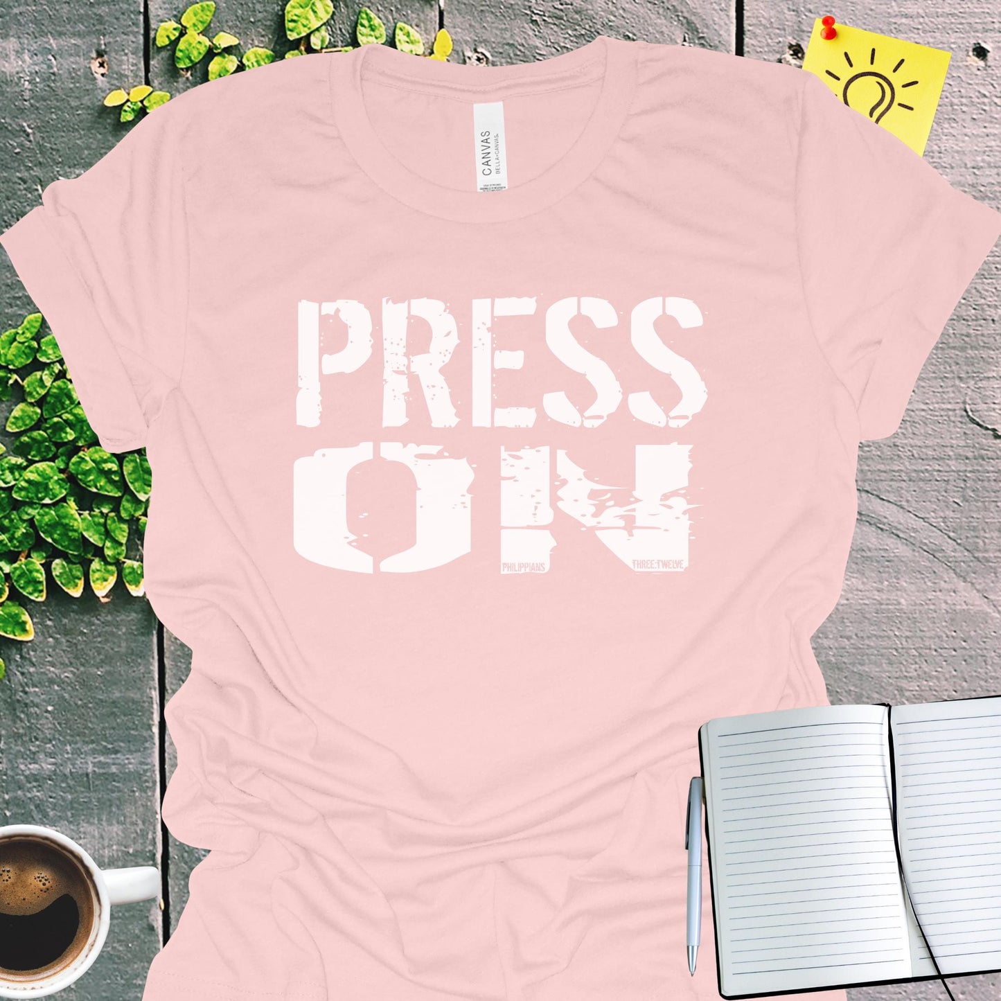 Press On Philippians 3:12 Christian T-Shirt from Lewey’s Merch