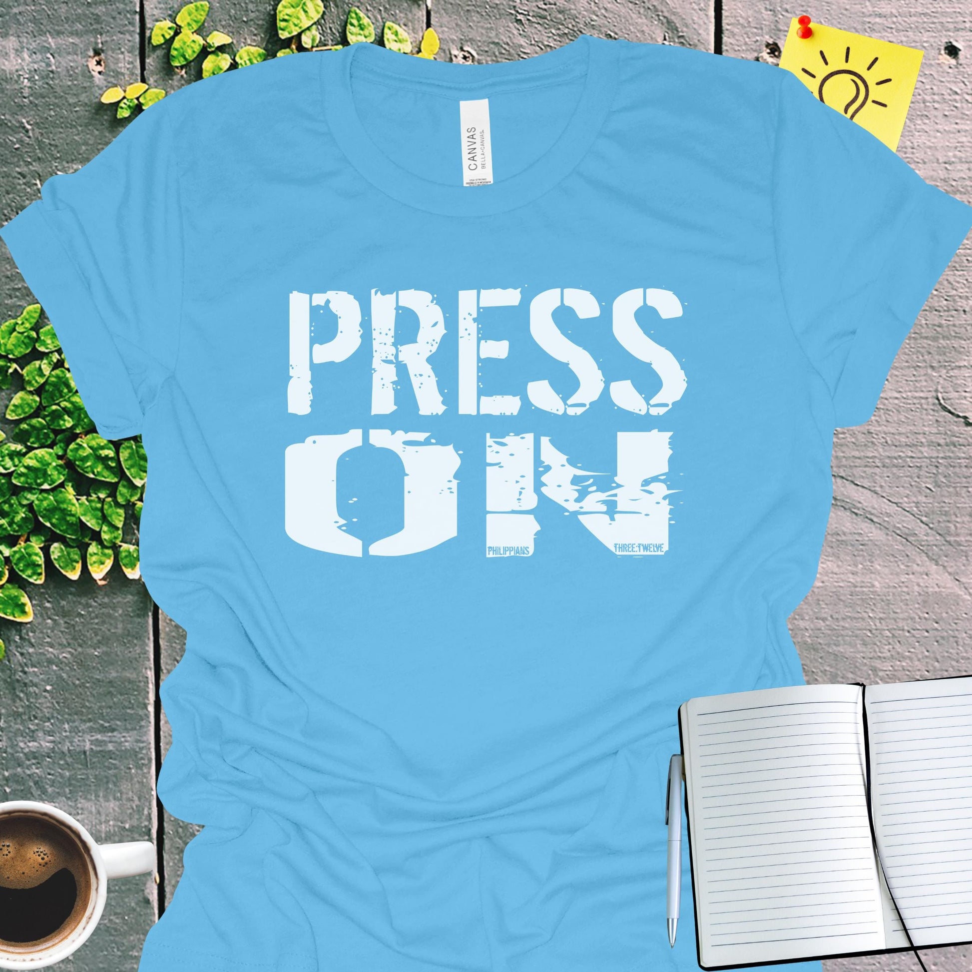Press On Philippians 3:12 Christian T-Shirt from Lewey’s Merch