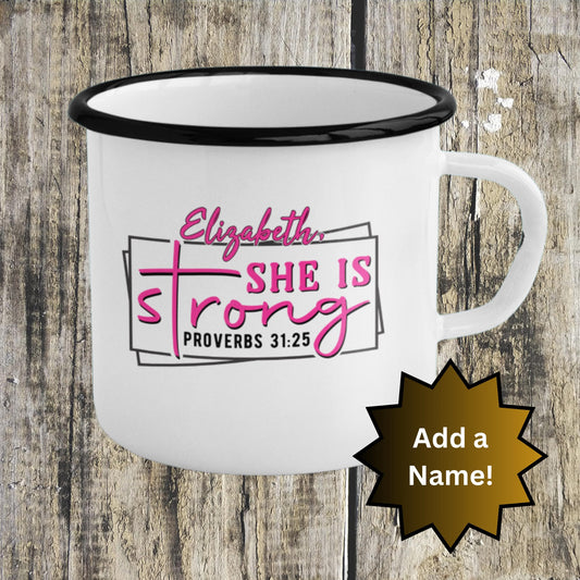 Custom Proverbs 31 Enamel Camp Mug from Lewey's Merch
