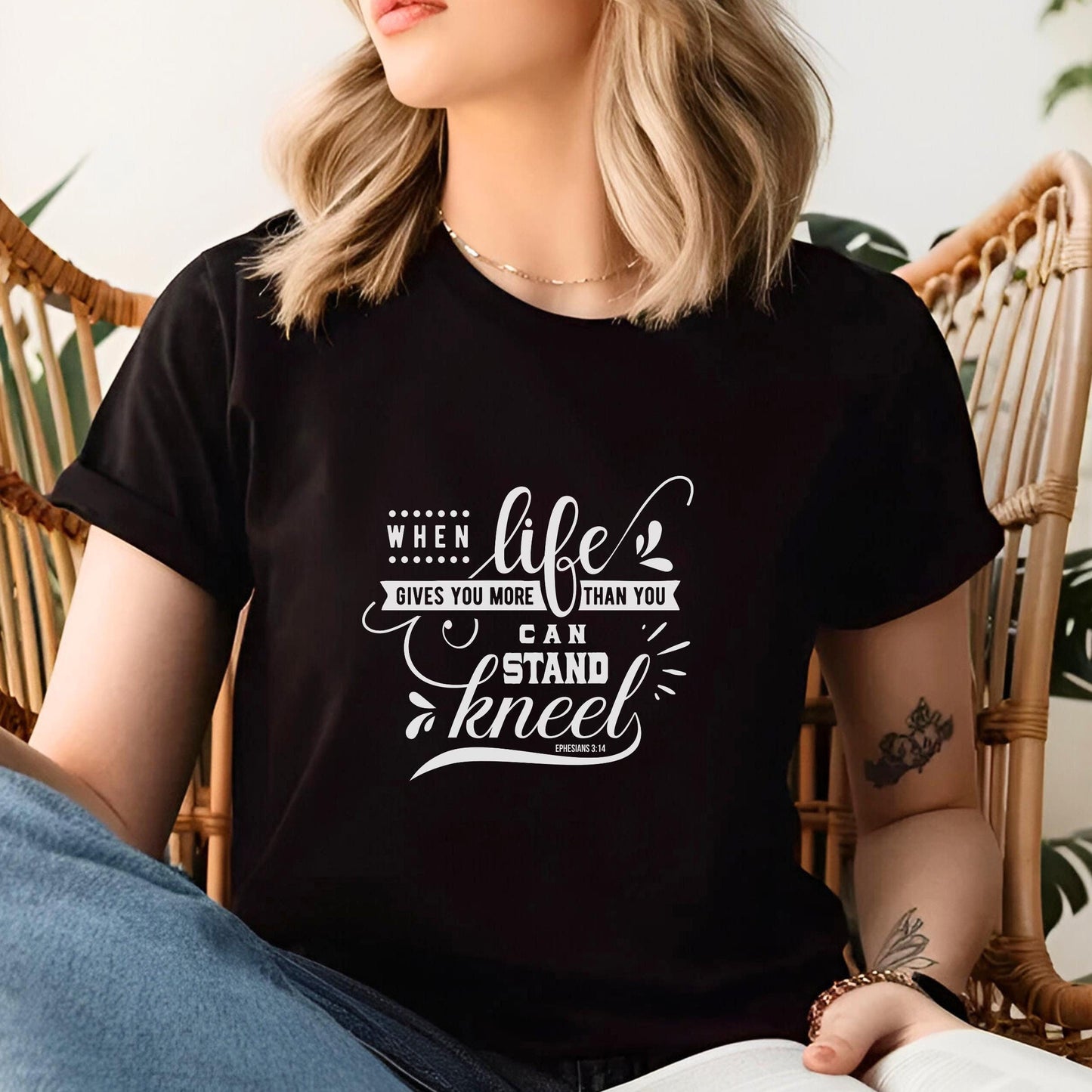 Ephesians 3:14 Prayer Christian T-Shirt from Lewey’s Merch