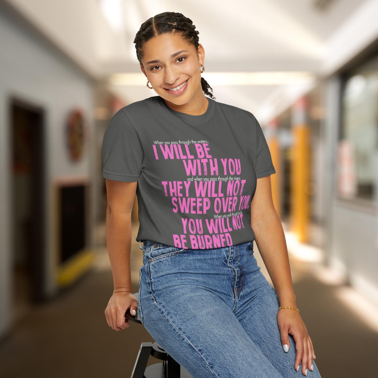 Isaiah 43:2 Comfort Colors Christian T-Shirt from Lewey’s Merch