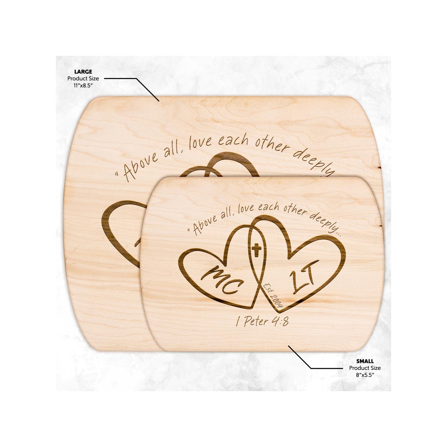 Personalized Heart Initials Cutting Board from Lewey's Merch
